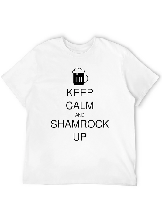 Keep Calm Shamrock Up Black Graphic T-Shirt