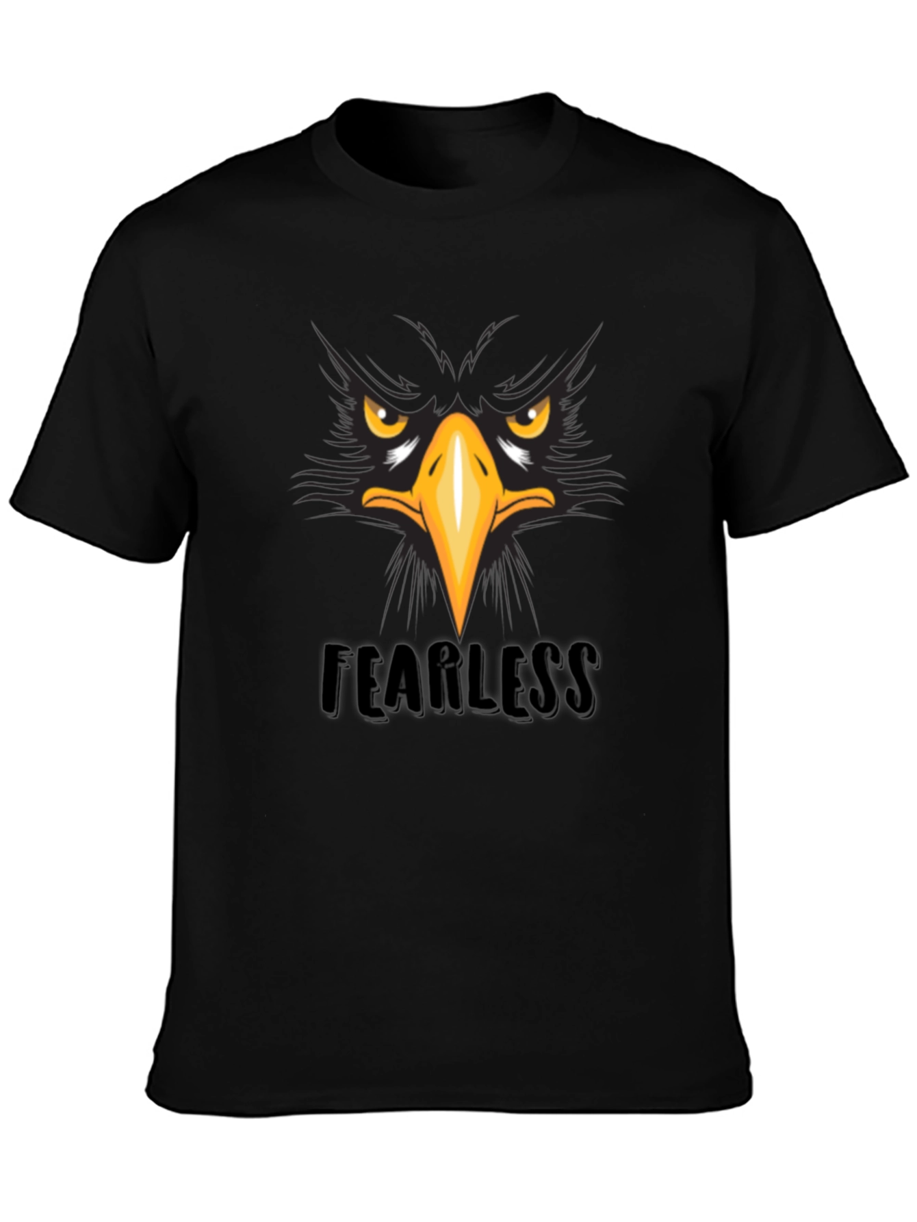 Fearless Eagle Graphic Tee - Black Cotton T-Shirt