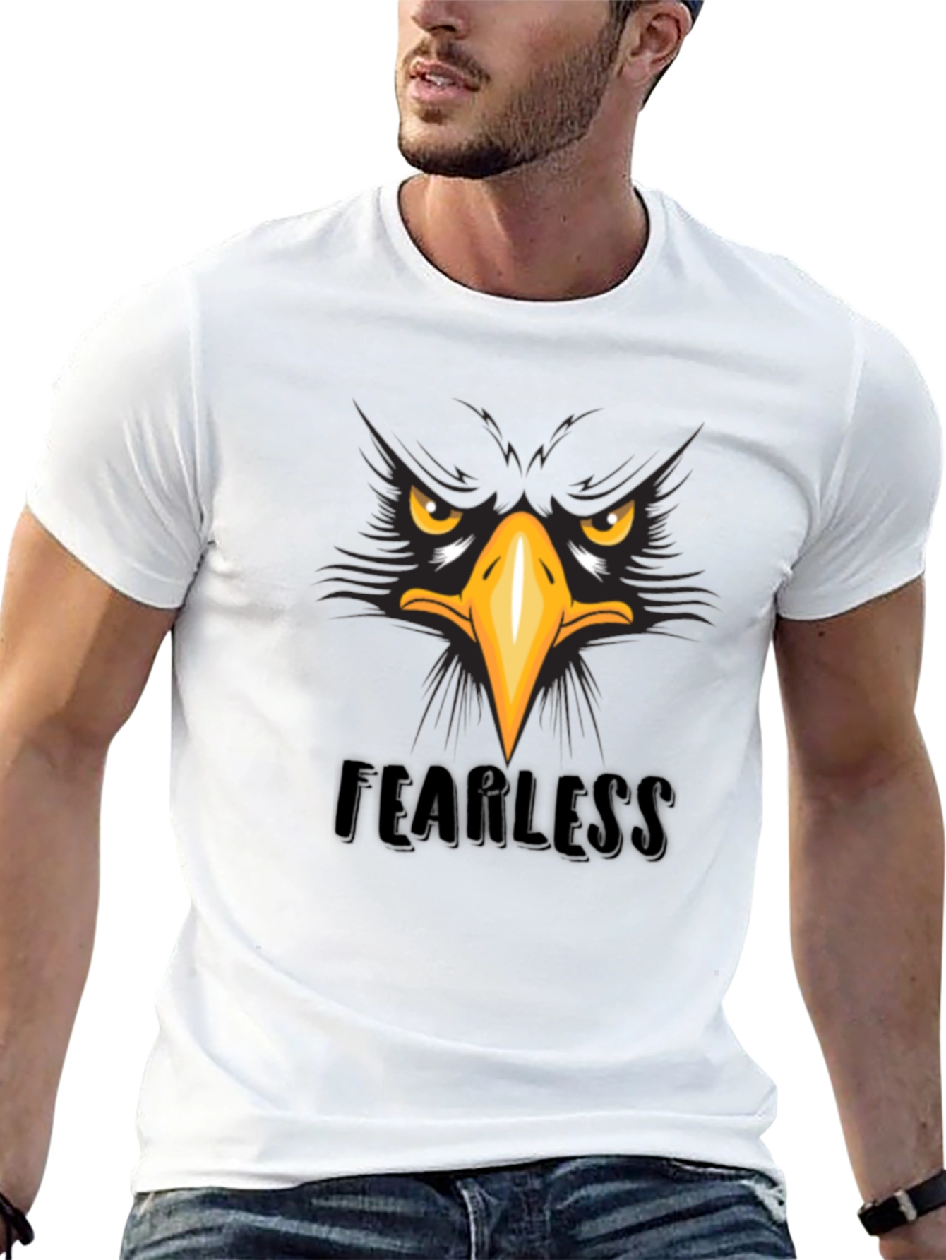 Fearless Eagle Graphic Tee - Black Cotton T-Shirt