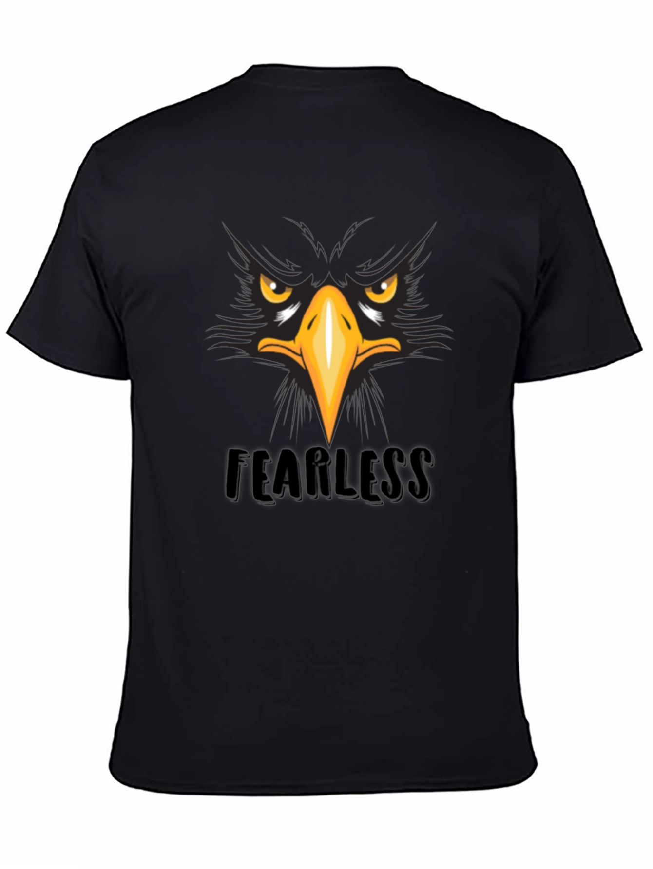 Fearless Eagle Graphic Tee - Black Cotton T-Shirt