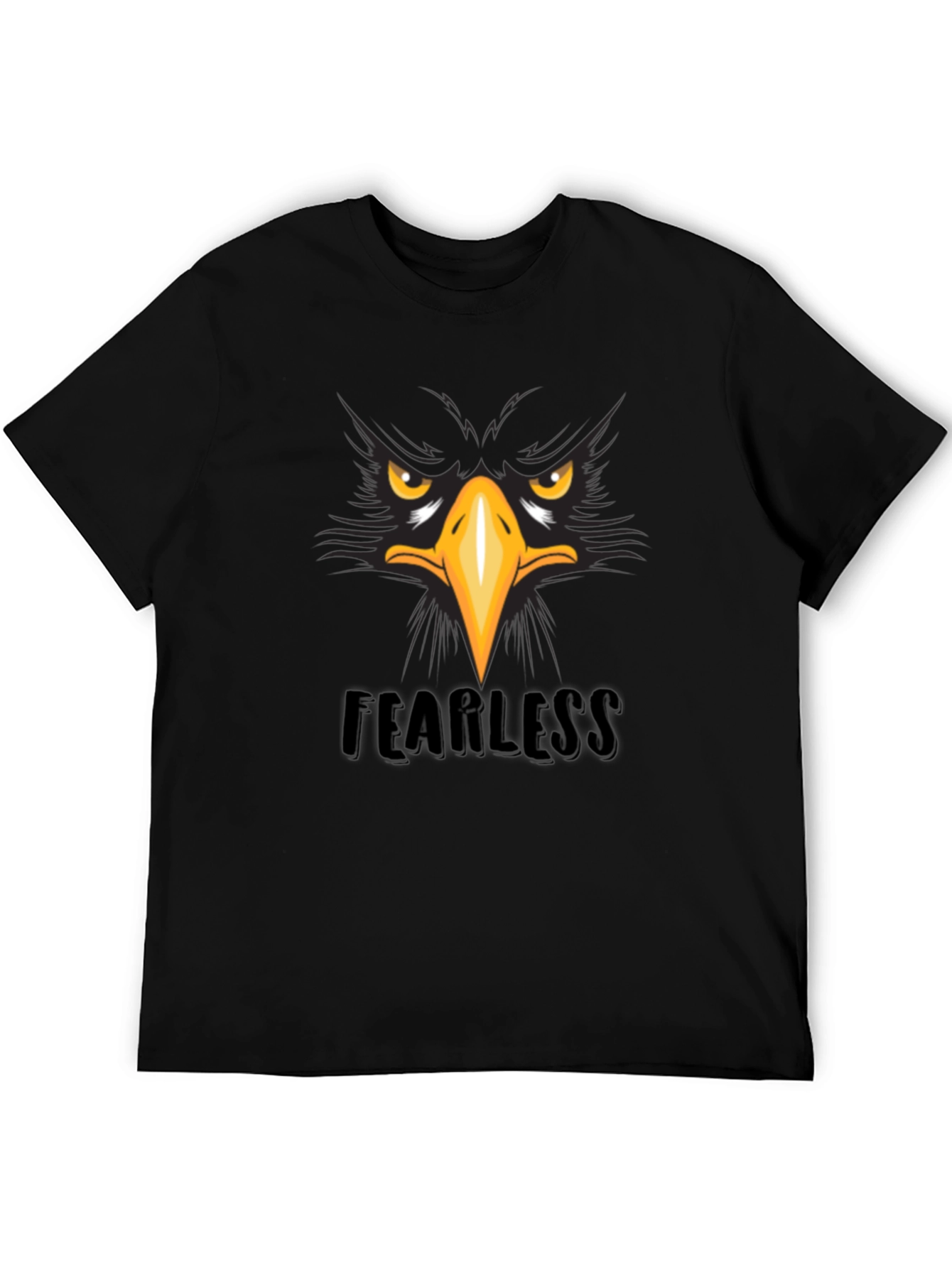 Fearless Eagle Graphic Tee - Black Cotton T-Shirt