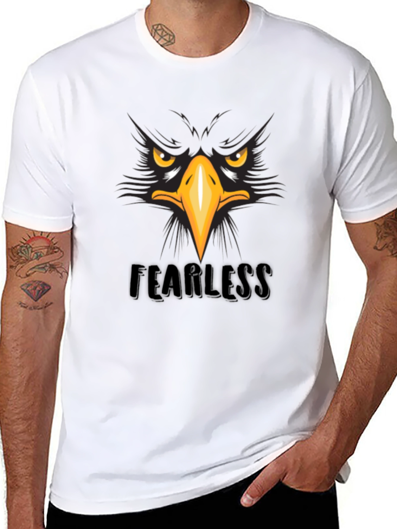 Fearless Eagle Graphic Tee - Black Cotton T-Shirt