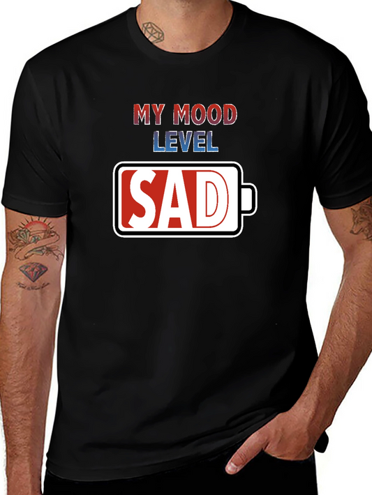 My Mood Level Sad T-Shirt - Novelty Graphic Tee