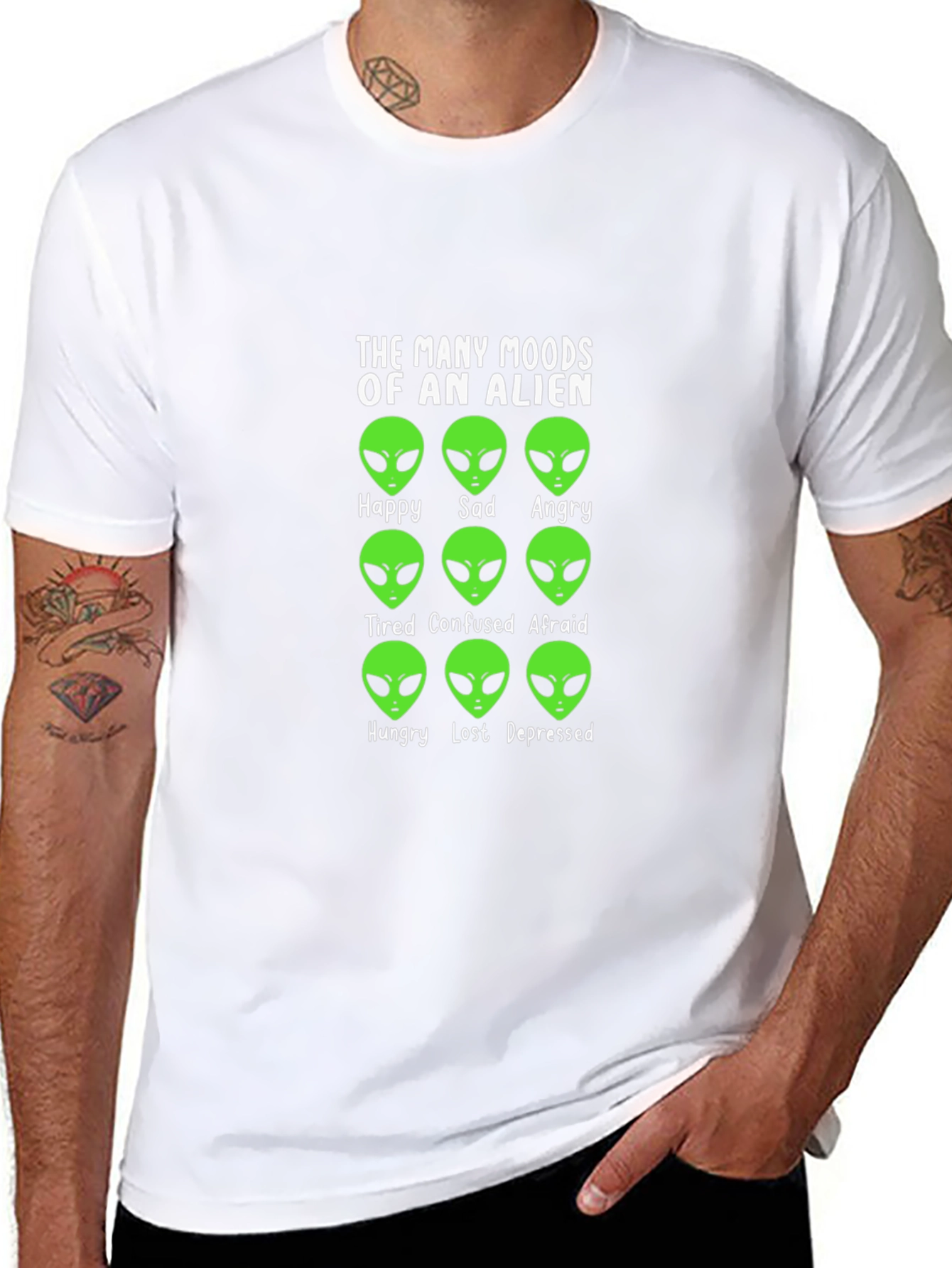 Alien Moods Graphic Tee - Funny Space T-Shirt