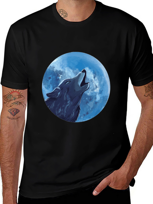 Wolf Howling at the Moon Graphic T-Shirt