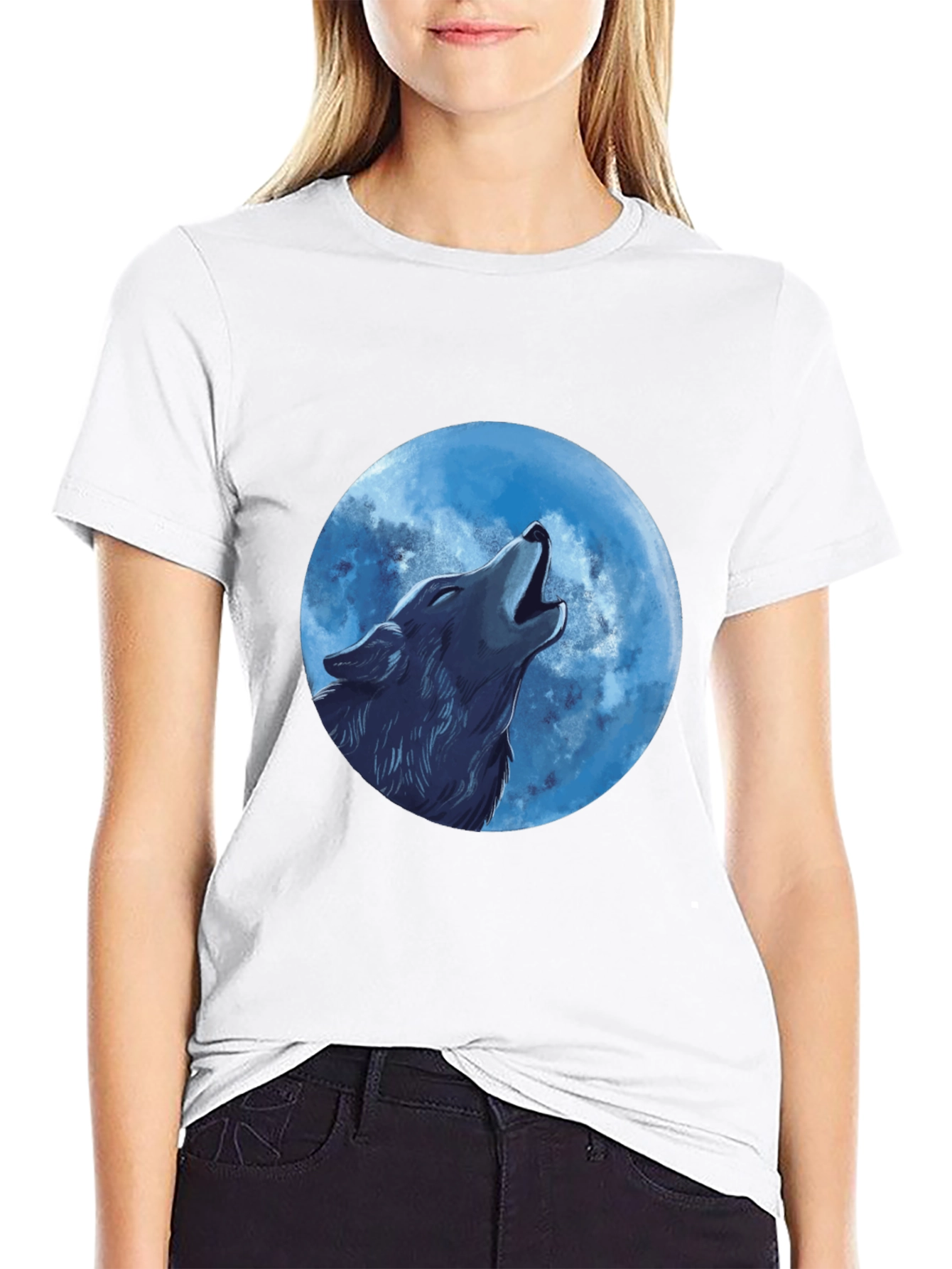 Wolf Howling at the Moon Graphic T-Shirt