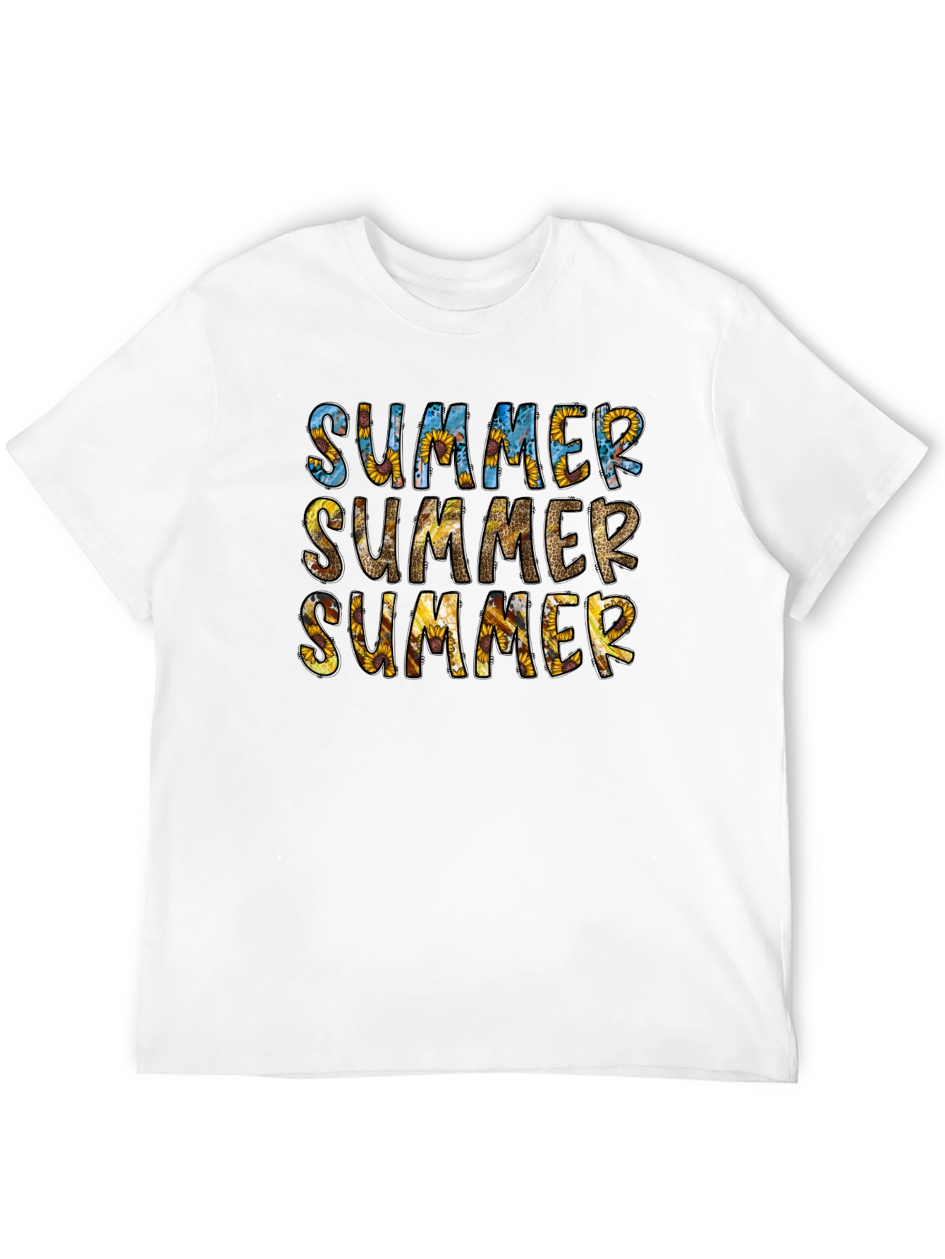 Summer Sunflower Print Black T-Shirt