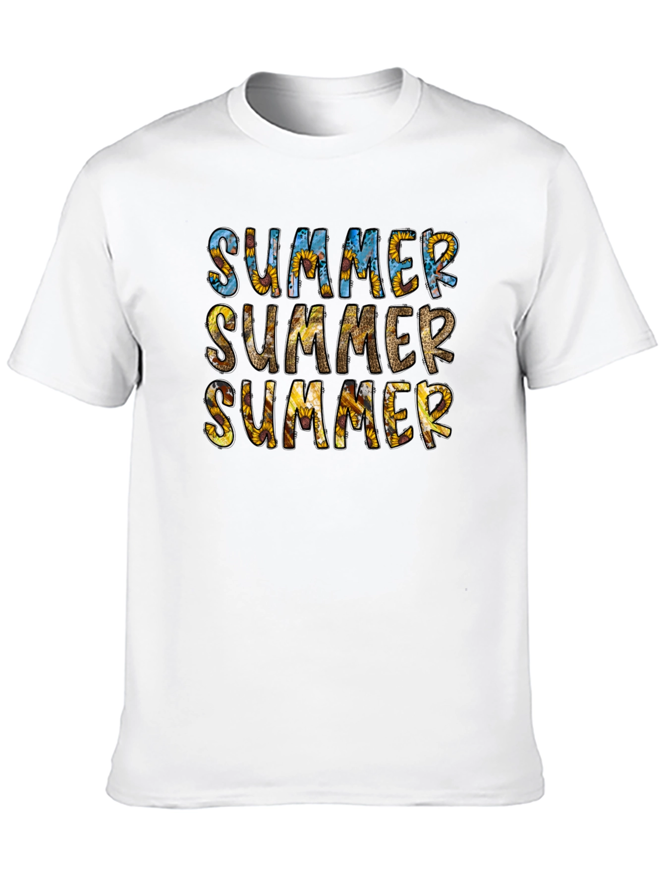 Summer Sunflower Print Black T-Shirt