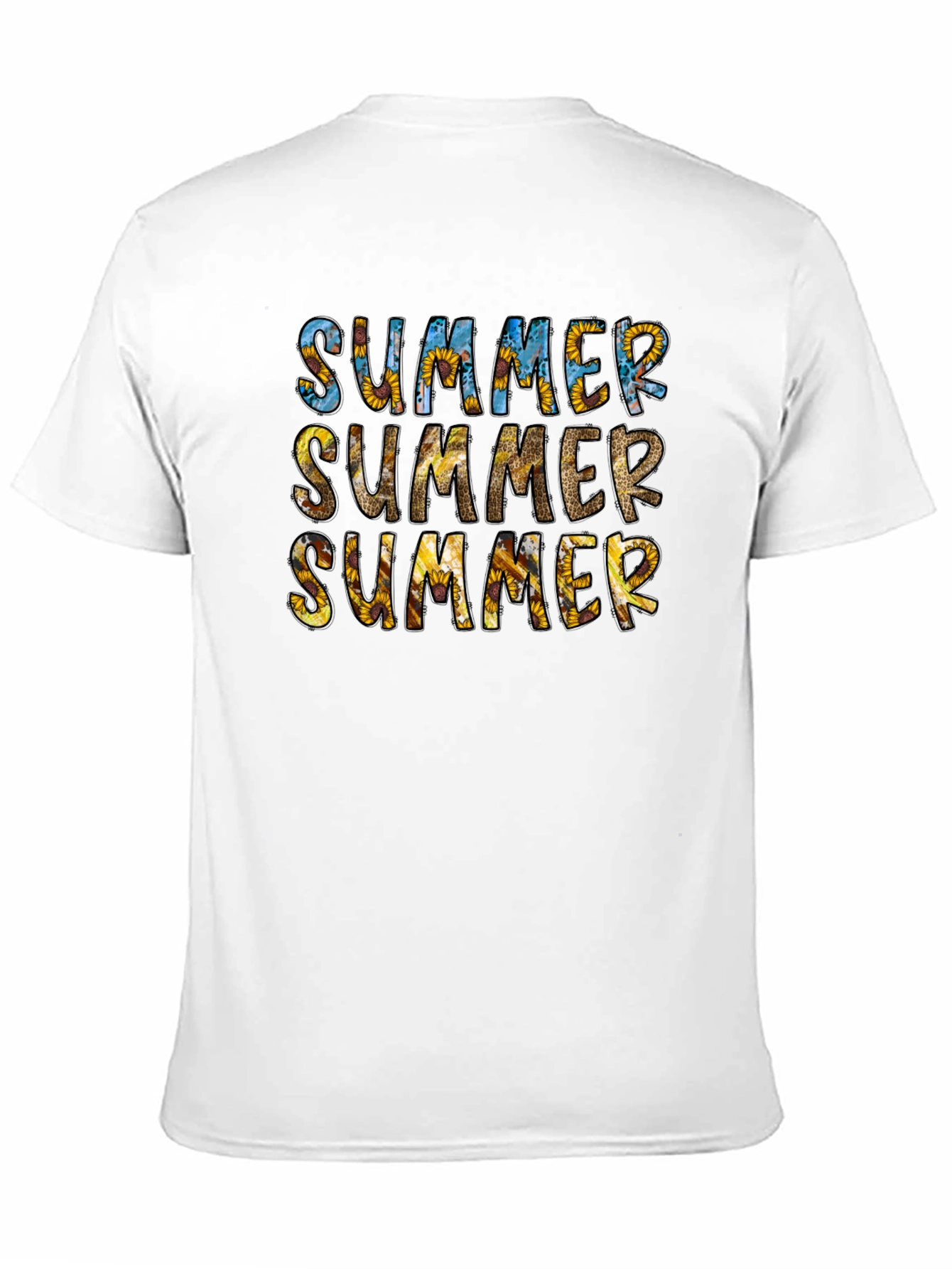 Summer Sunflower Print Black T-Shirt