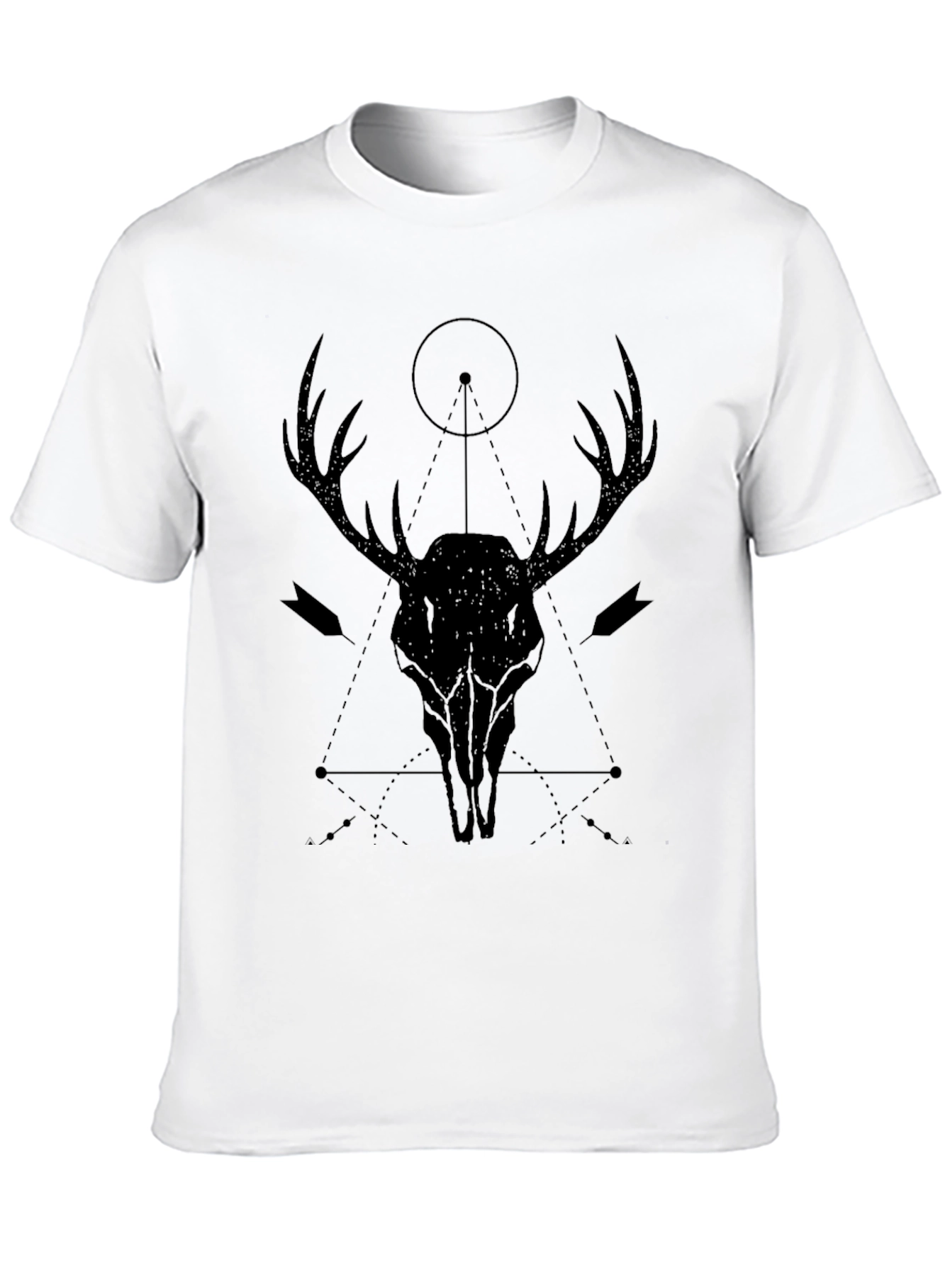 Geometric Deer Skull Graphic T-Shirt