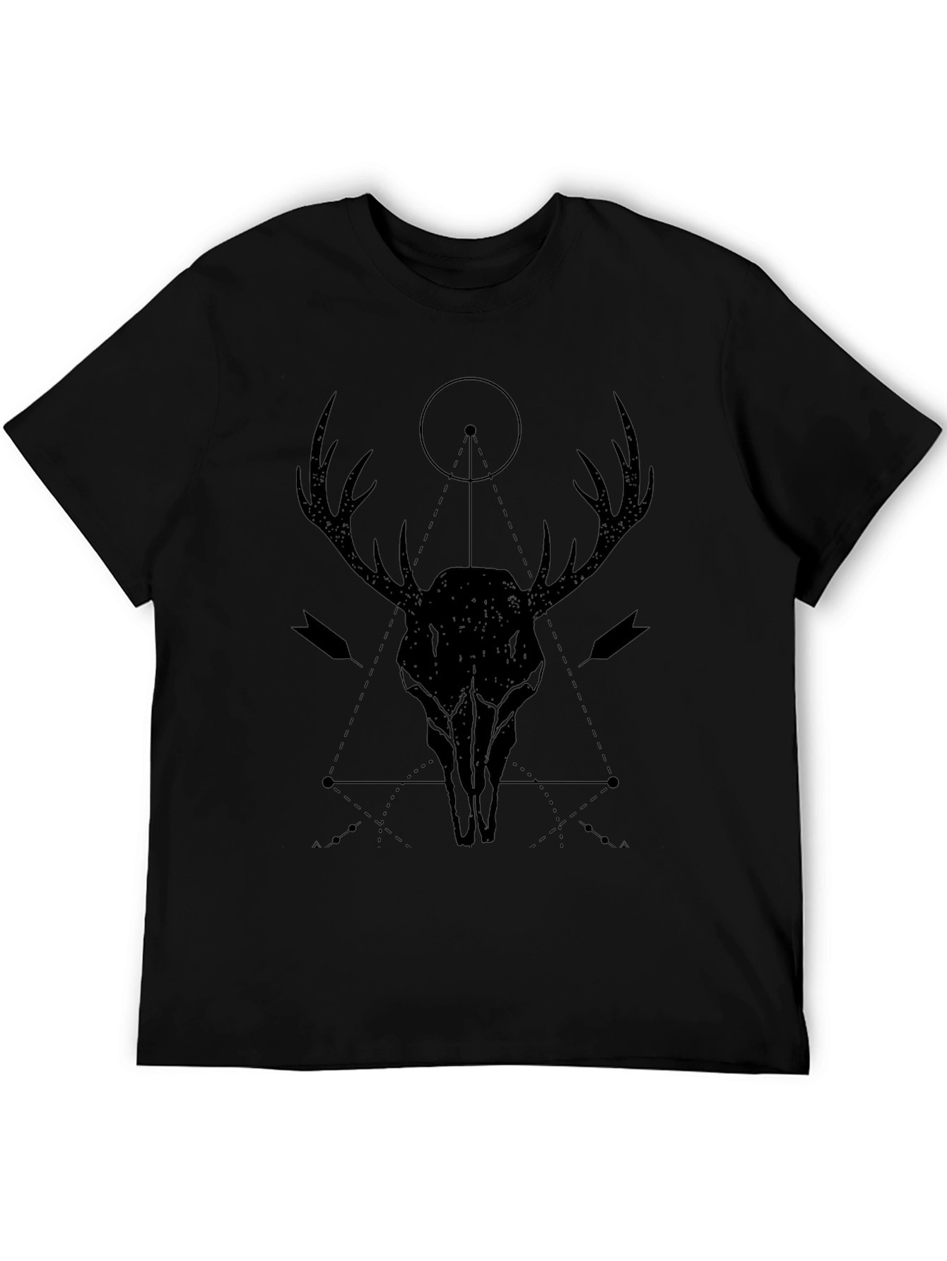 Geometric Deer Skull Graphic T-Shirt