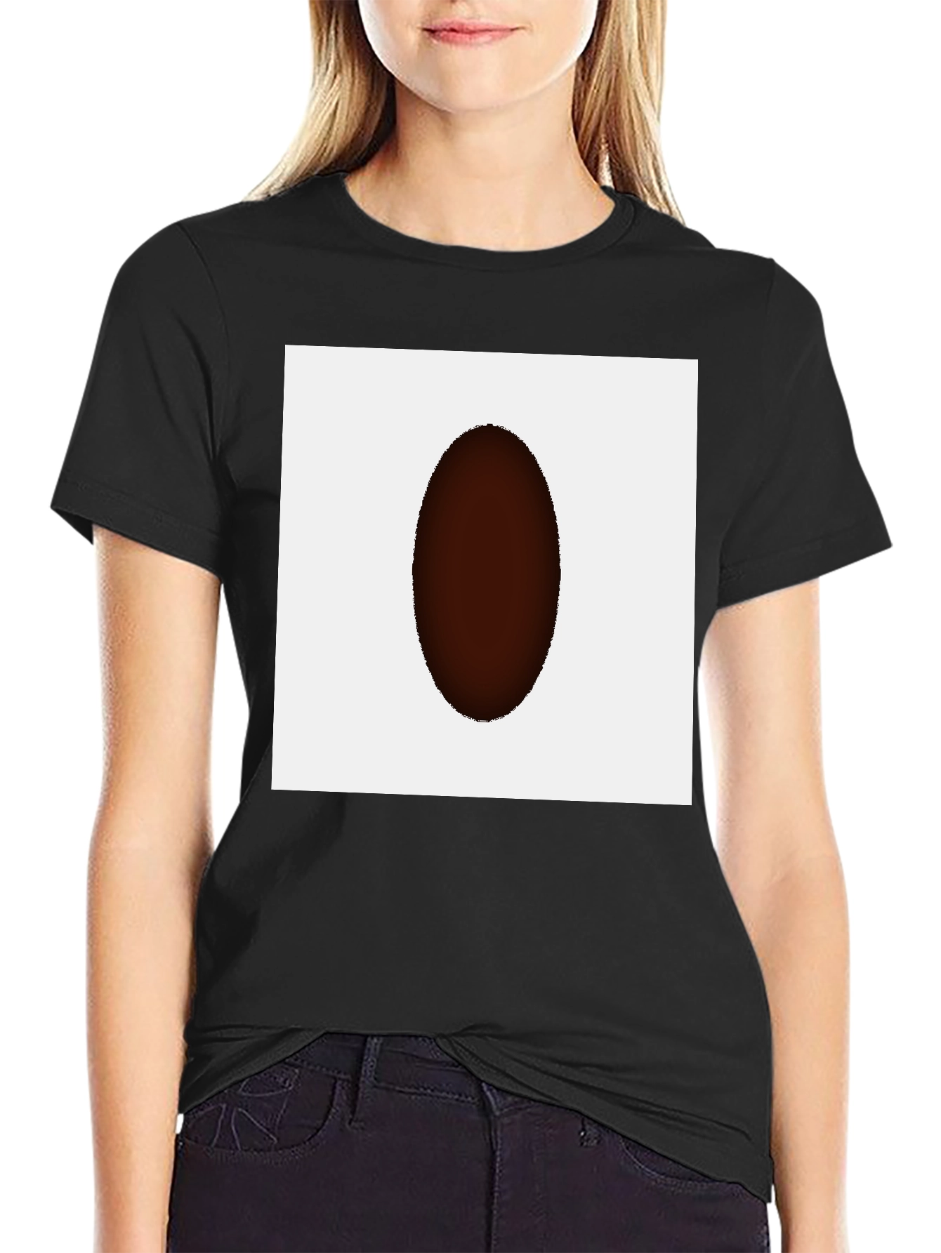 Mens Black T-Shirt with Abstract Oval Graphic