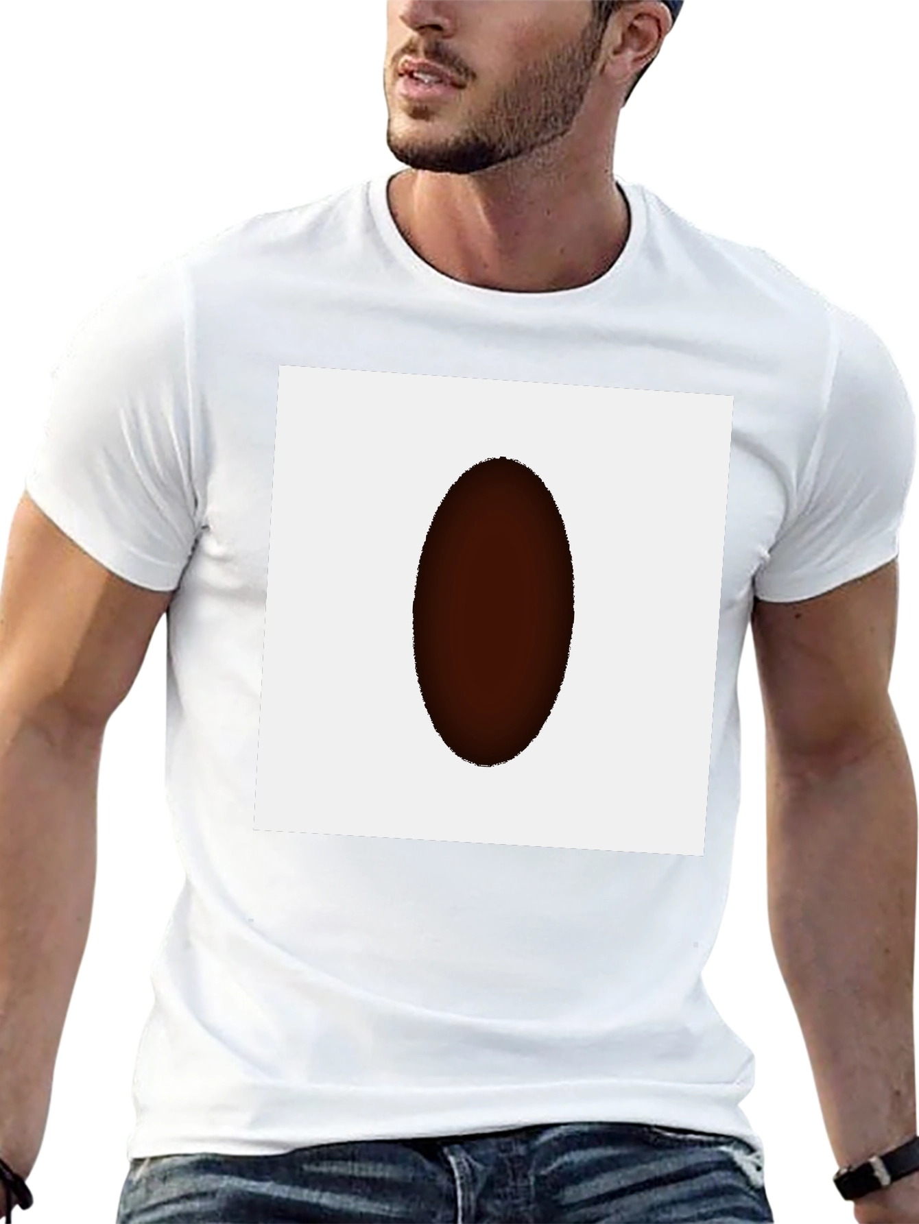 Mens Black T-Shirt with Abstract Oval Graphic