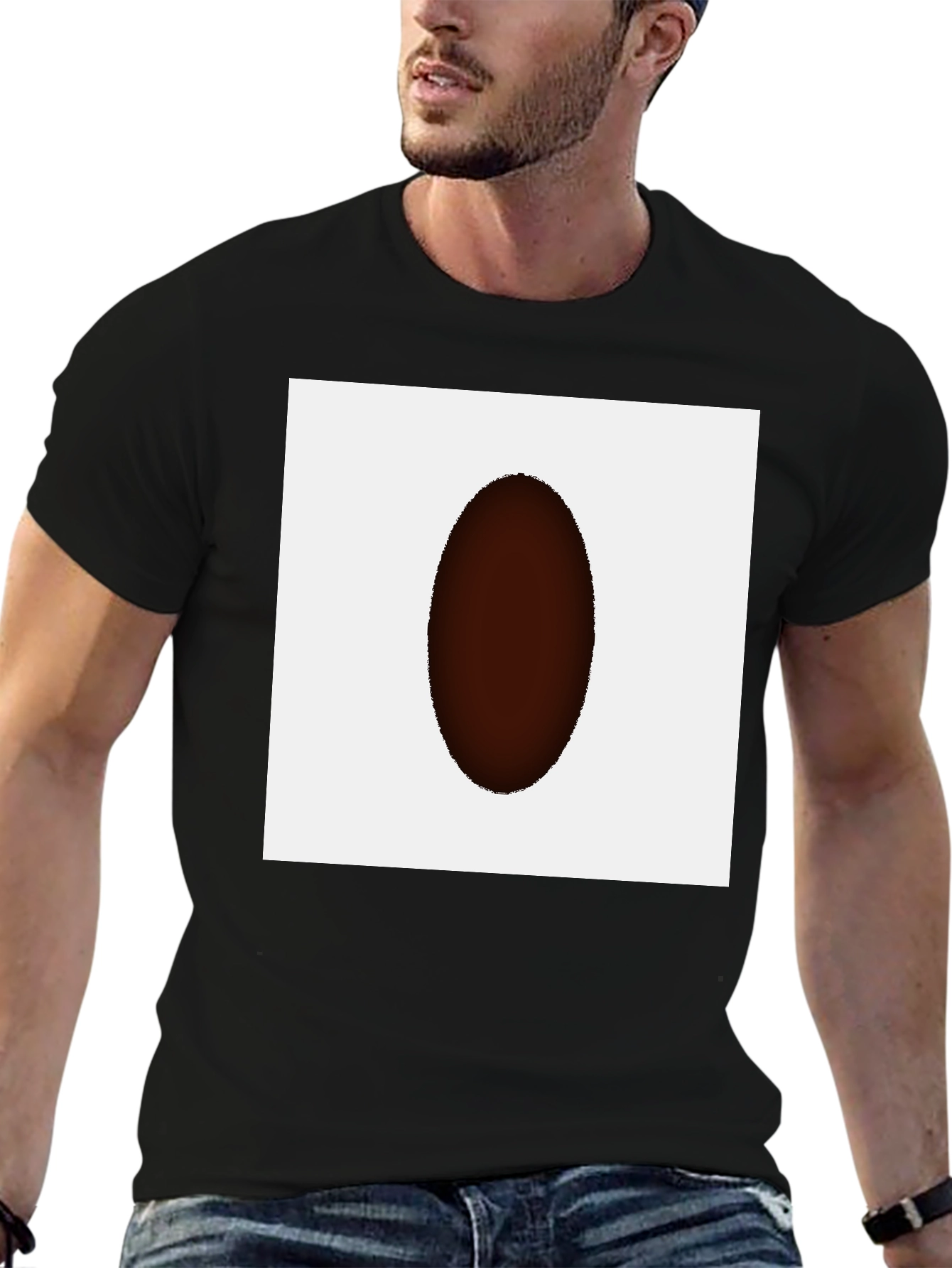 Mens Black T-Shirt with Abstract Oval Graphic