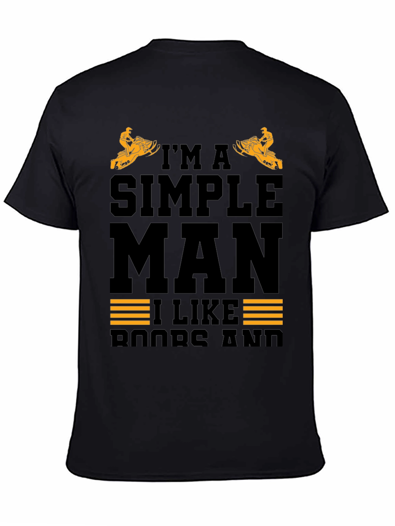 Im a Simple Man Snowmobile Black T-Shirt