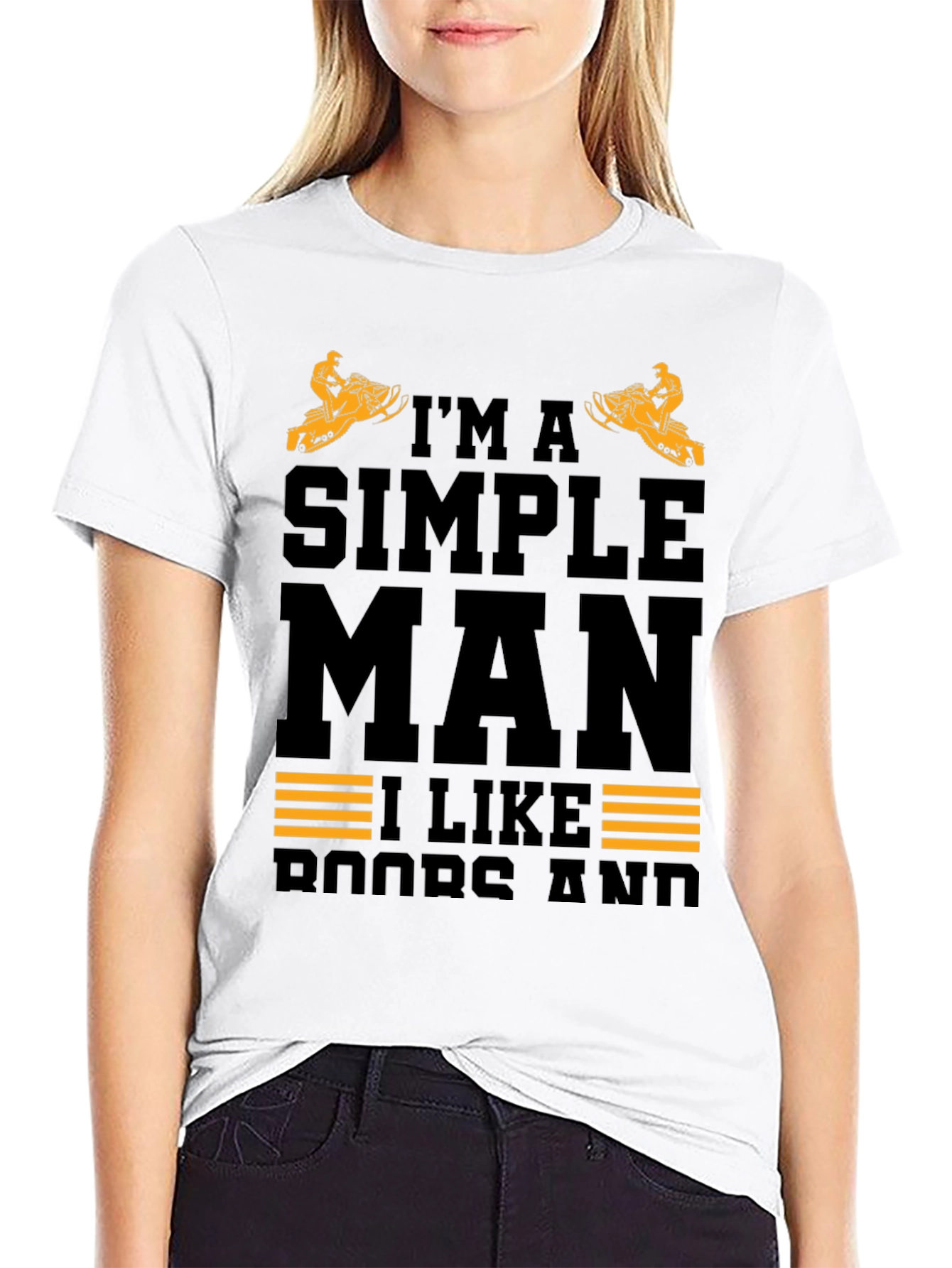 Im a Simple Man Snowmobile Black T-Shirt