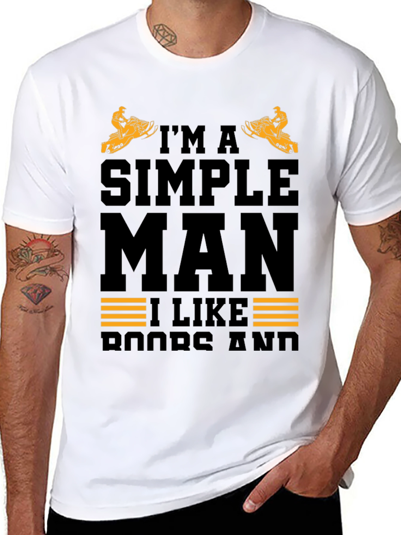 Im a Simple Man Snowmobile Black T-Shirt
