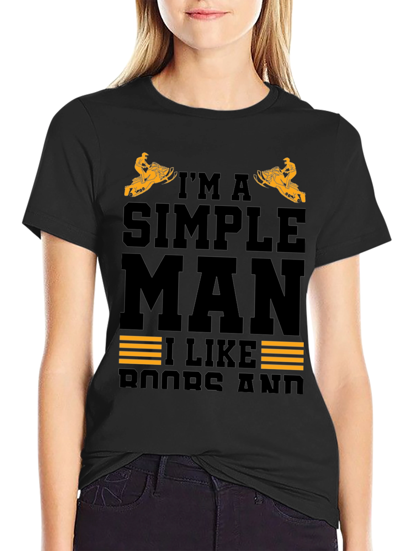 Im a Simple Man Snowmobile Black T-Shirt