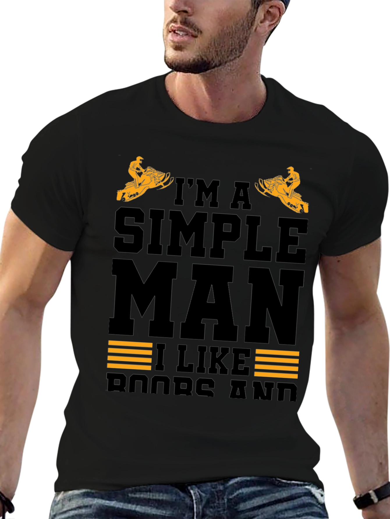 Im a Simple Man Snowmobile Black T-Shirt
