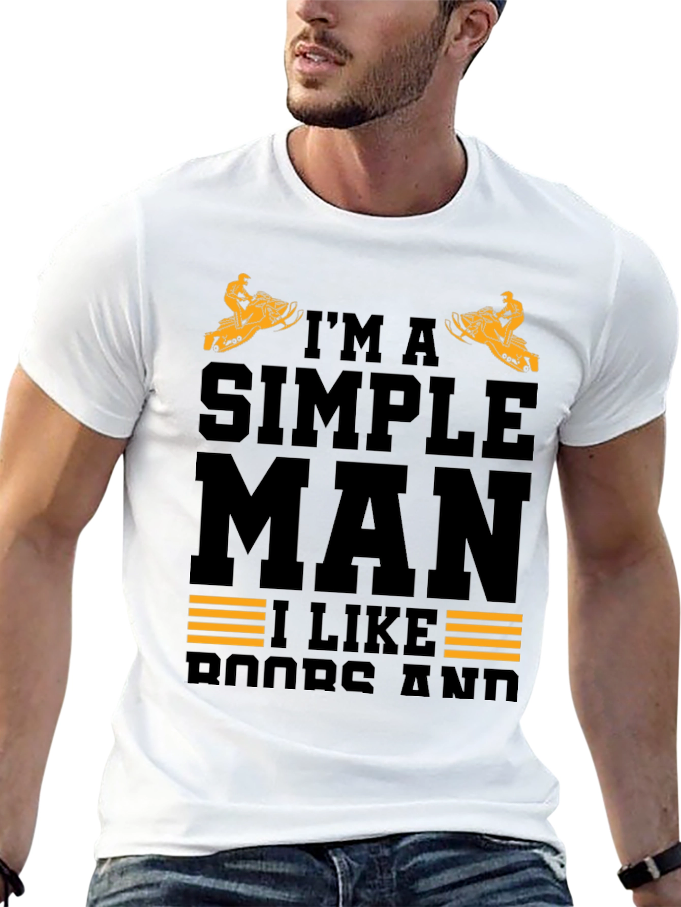 Im a Simple Man Snowmobile Black T-Shirt