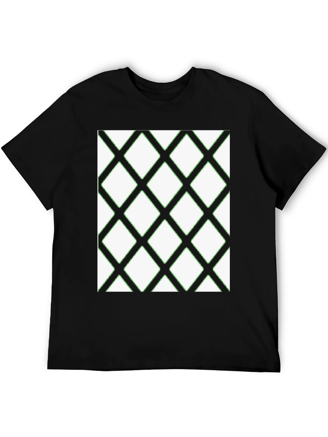 Diamond Pattern Black T-Shirt - Modern Casual Wear