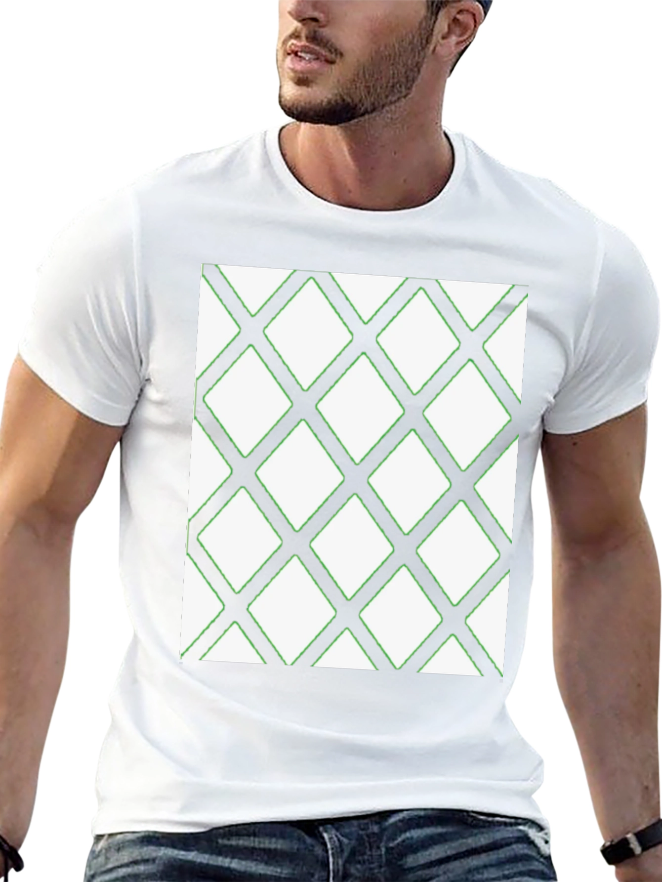 Diamond Pattern Black T-Shirt - Modern Casual Wear