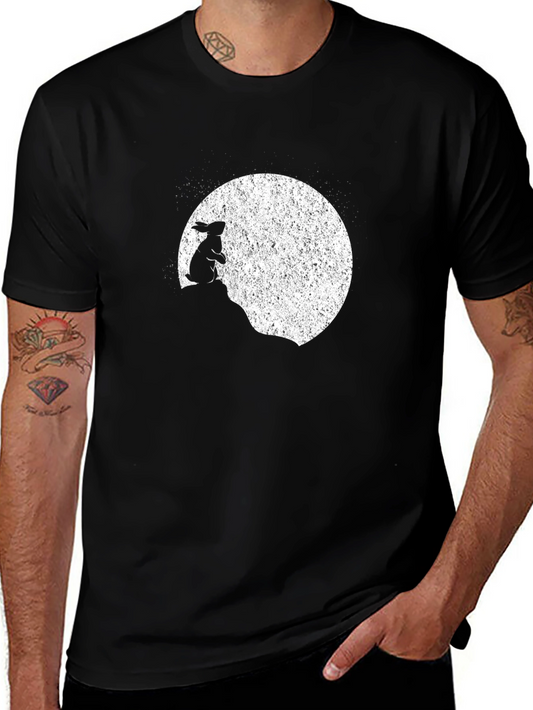 Rabbit Moon Mens Black Graphic T-Shirt