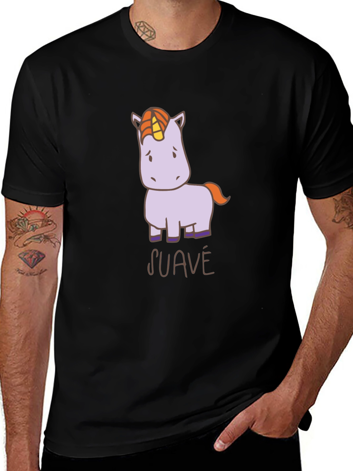 Suave Unicorn Graphic T-Shirt - Black