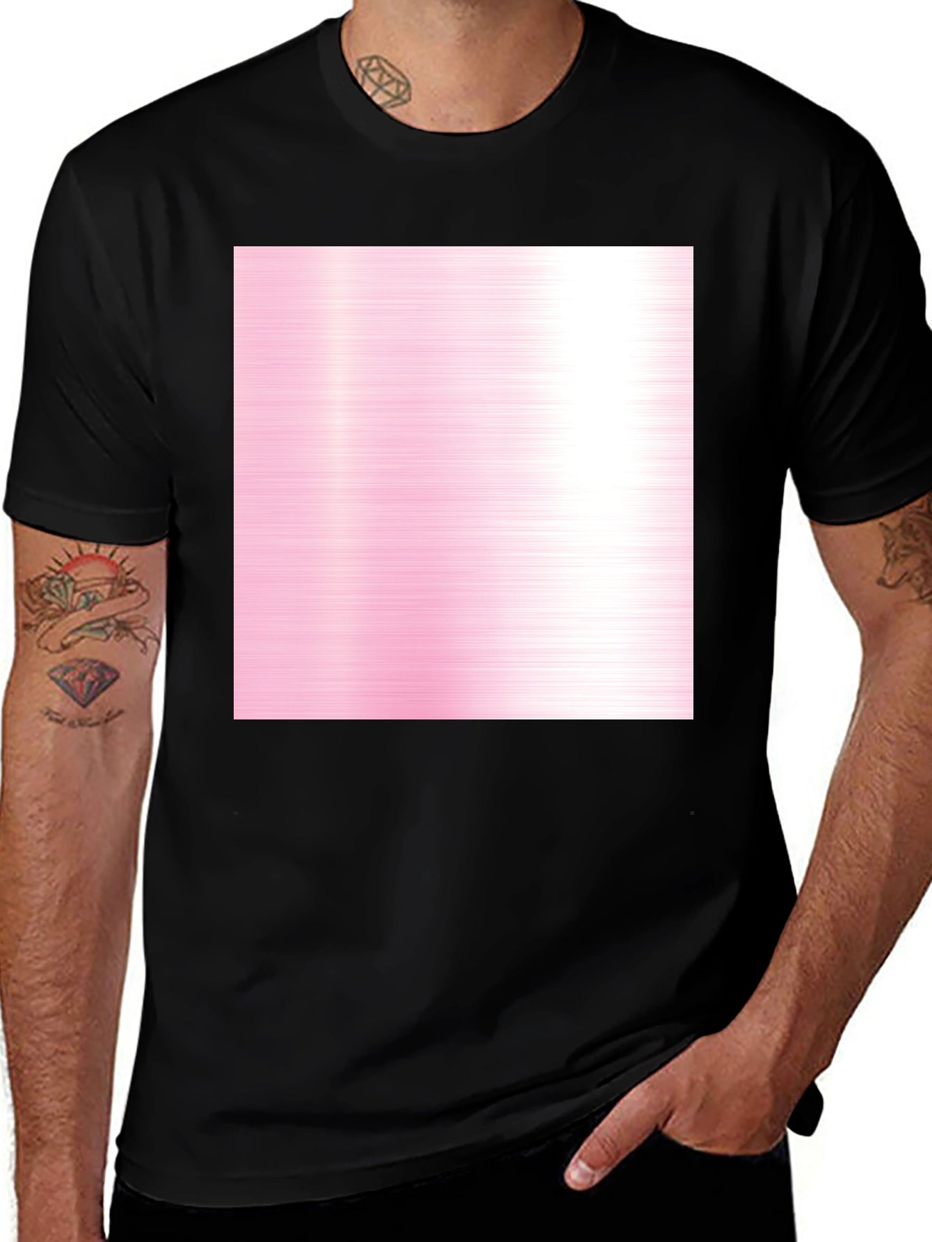 Black Tee with Pink Abstract Design