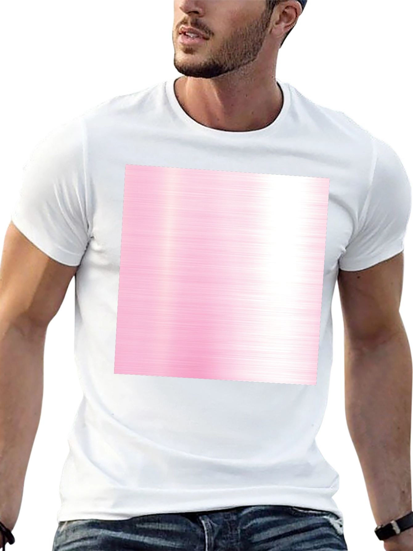 Black Tee with Pink Abstract Design