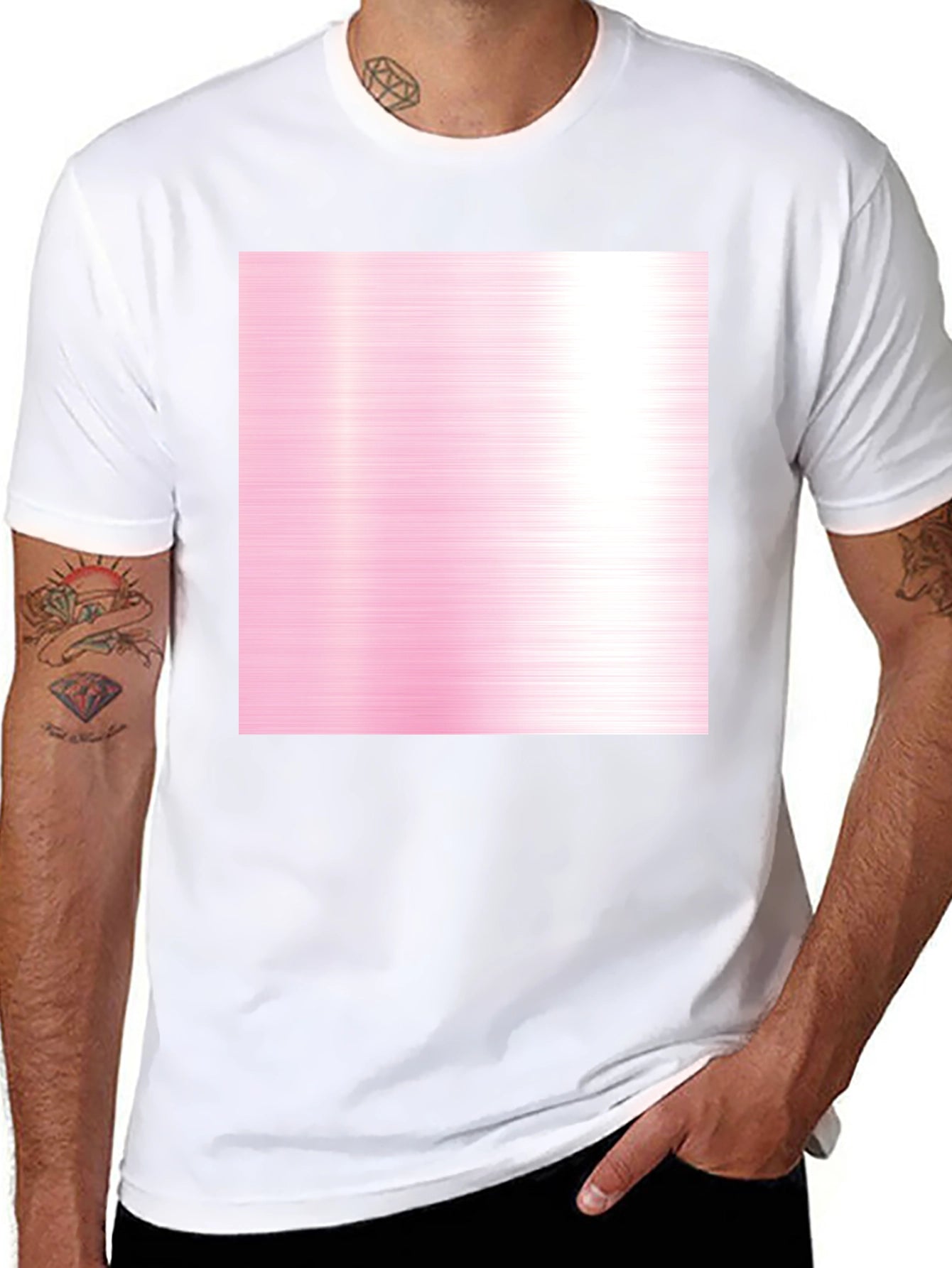 Black Tee with Pink Abstract Design