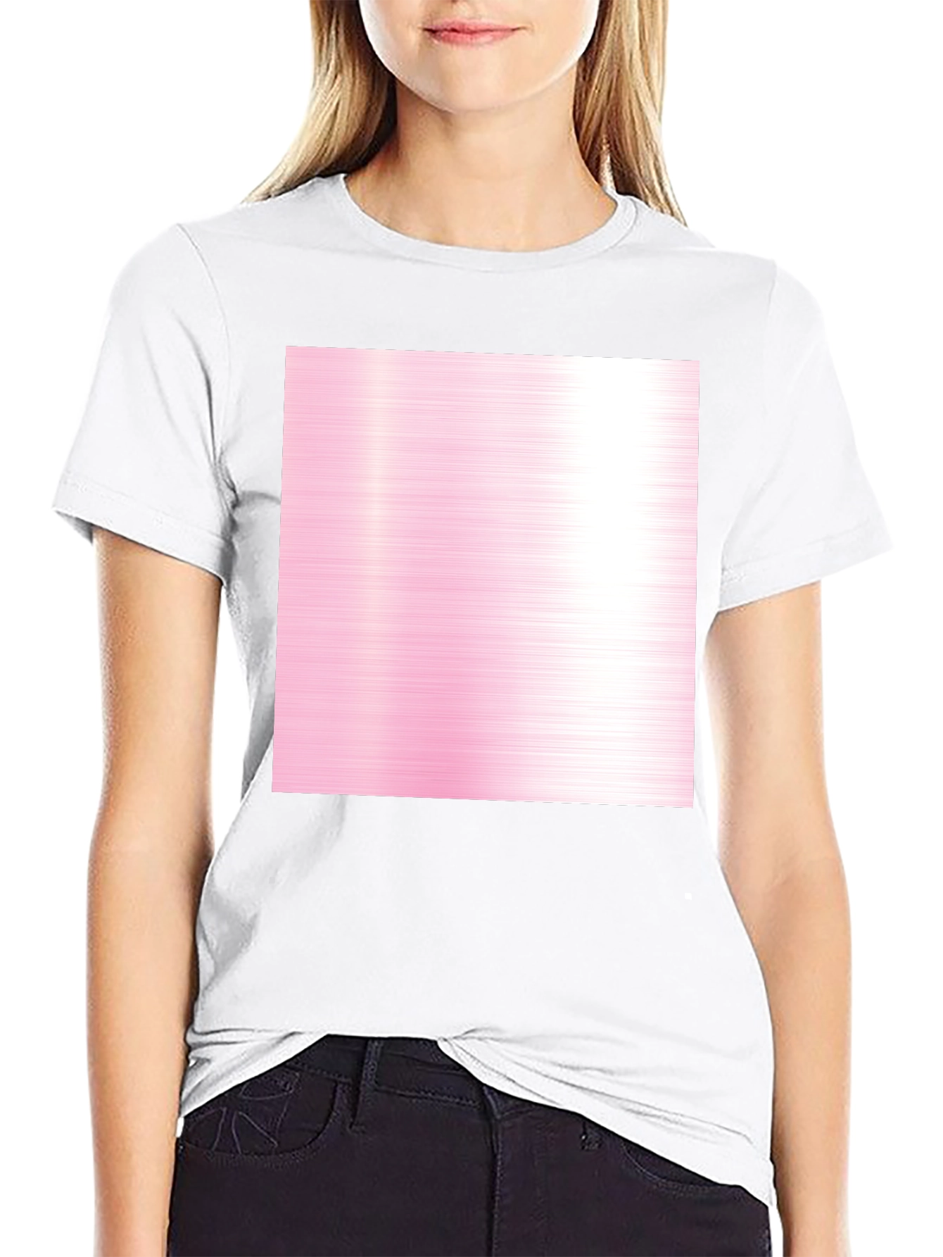 Black Tee with Pink Abstract Design