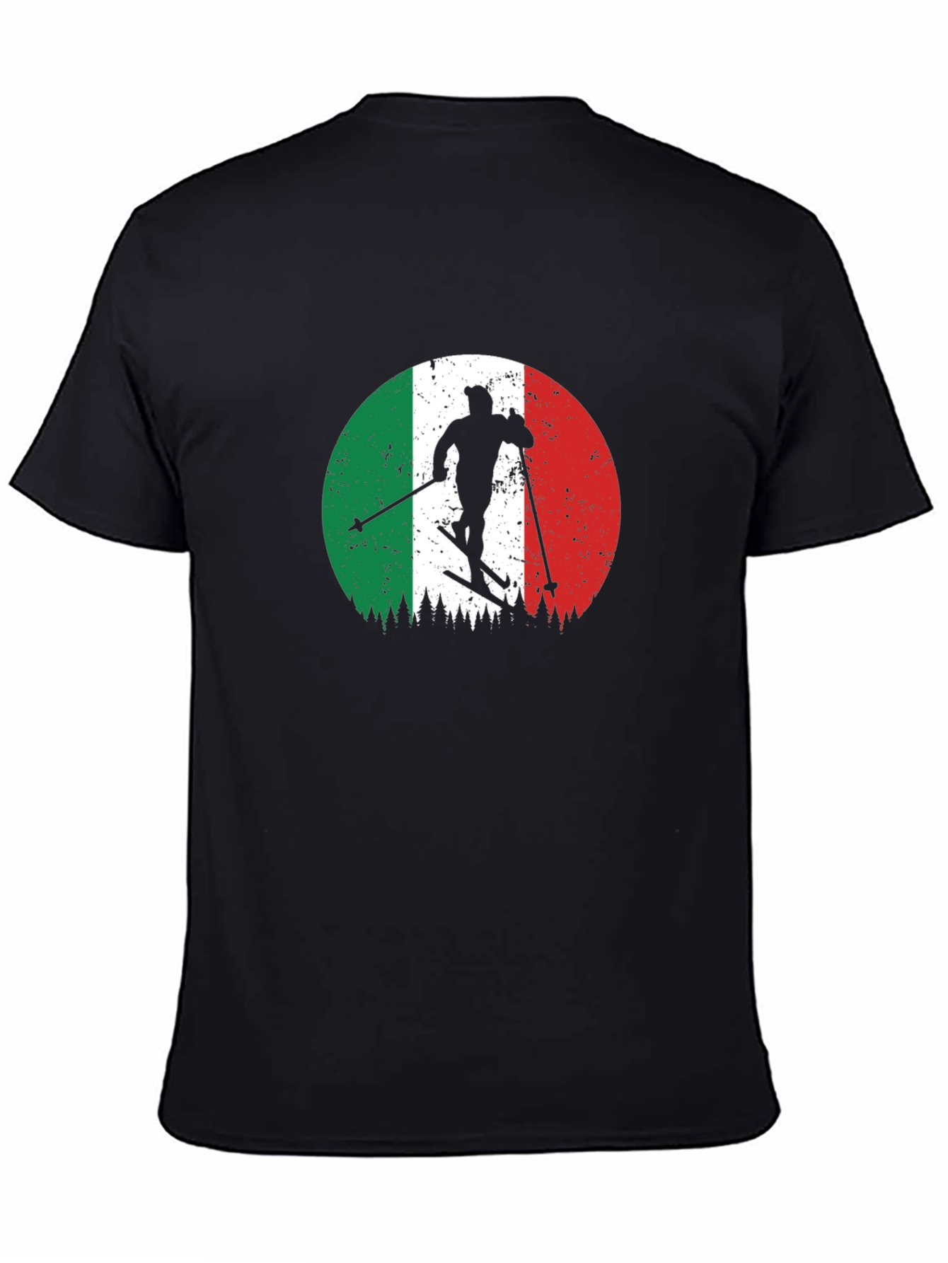 Italian Flag Skiing T-Shirt - Retro Style