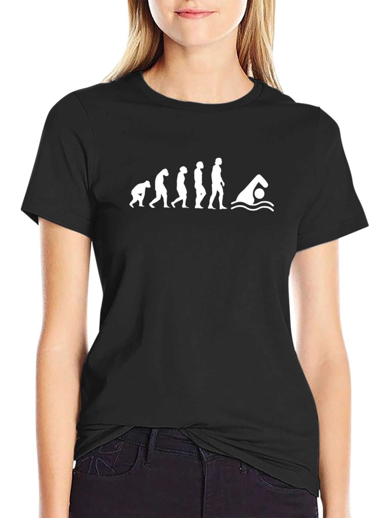 Evolution of Swimmer Black T-Shirt