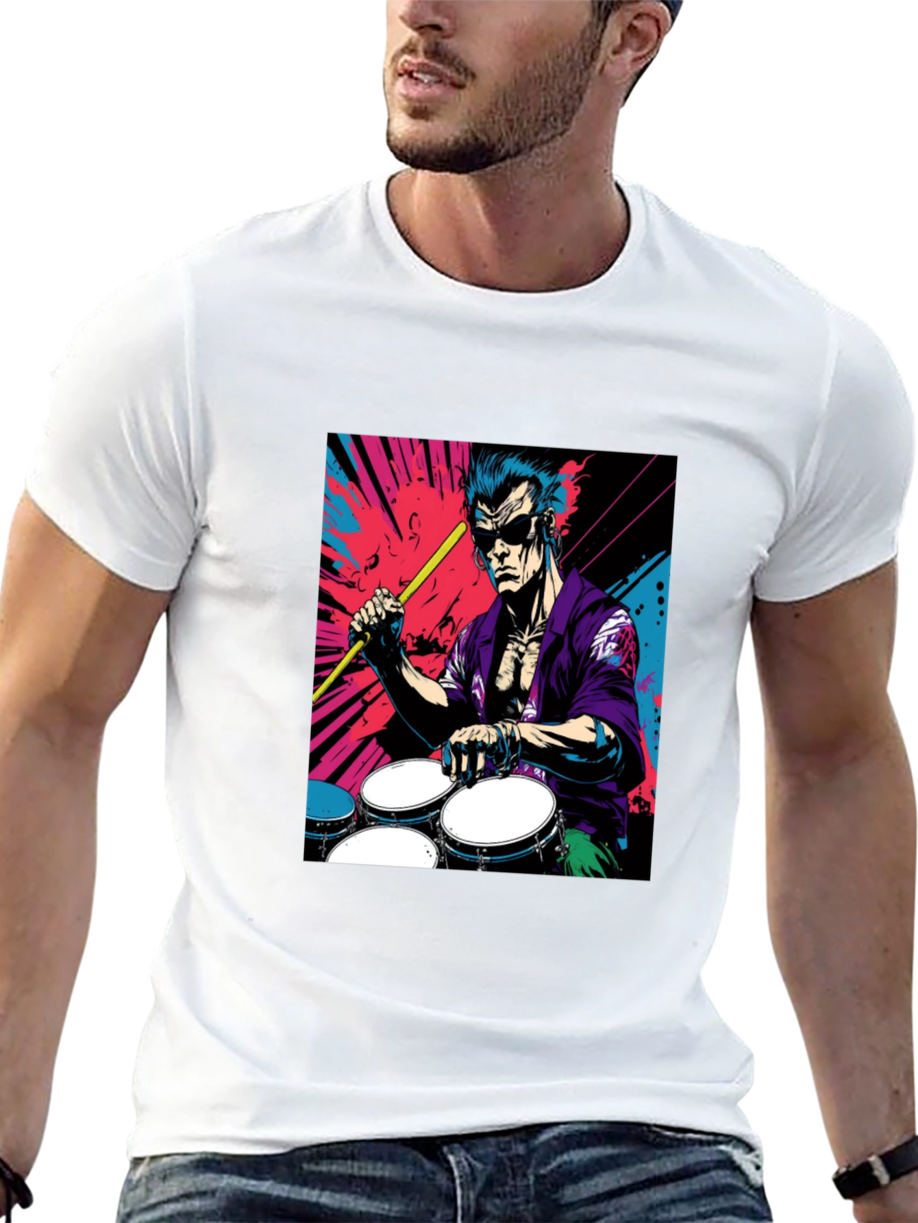 Drummer Graphic Tee - Rock and Roll Style
