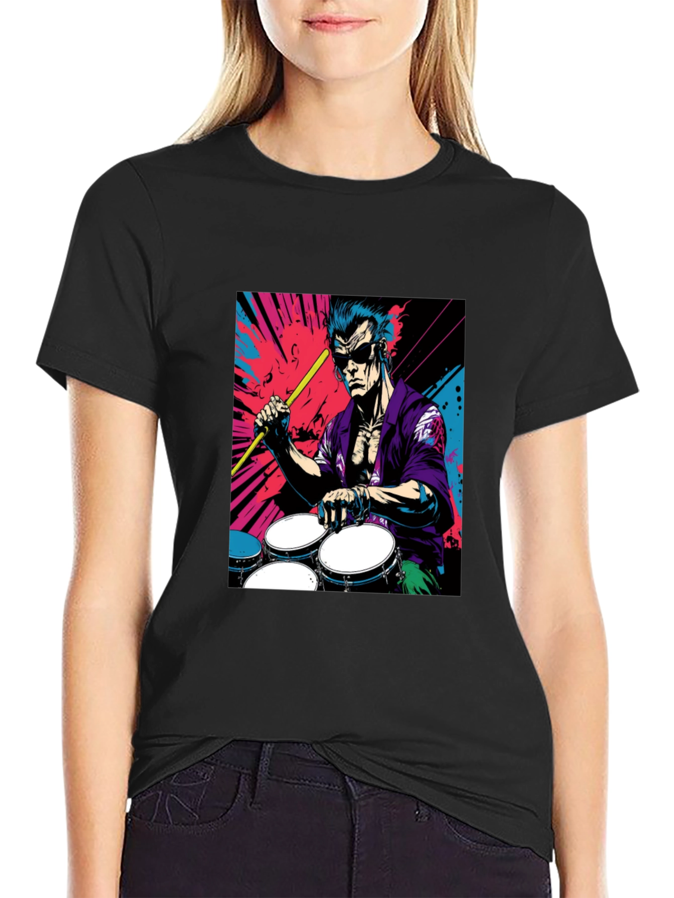Drummer Graphic Tee - Rock and Roll Style