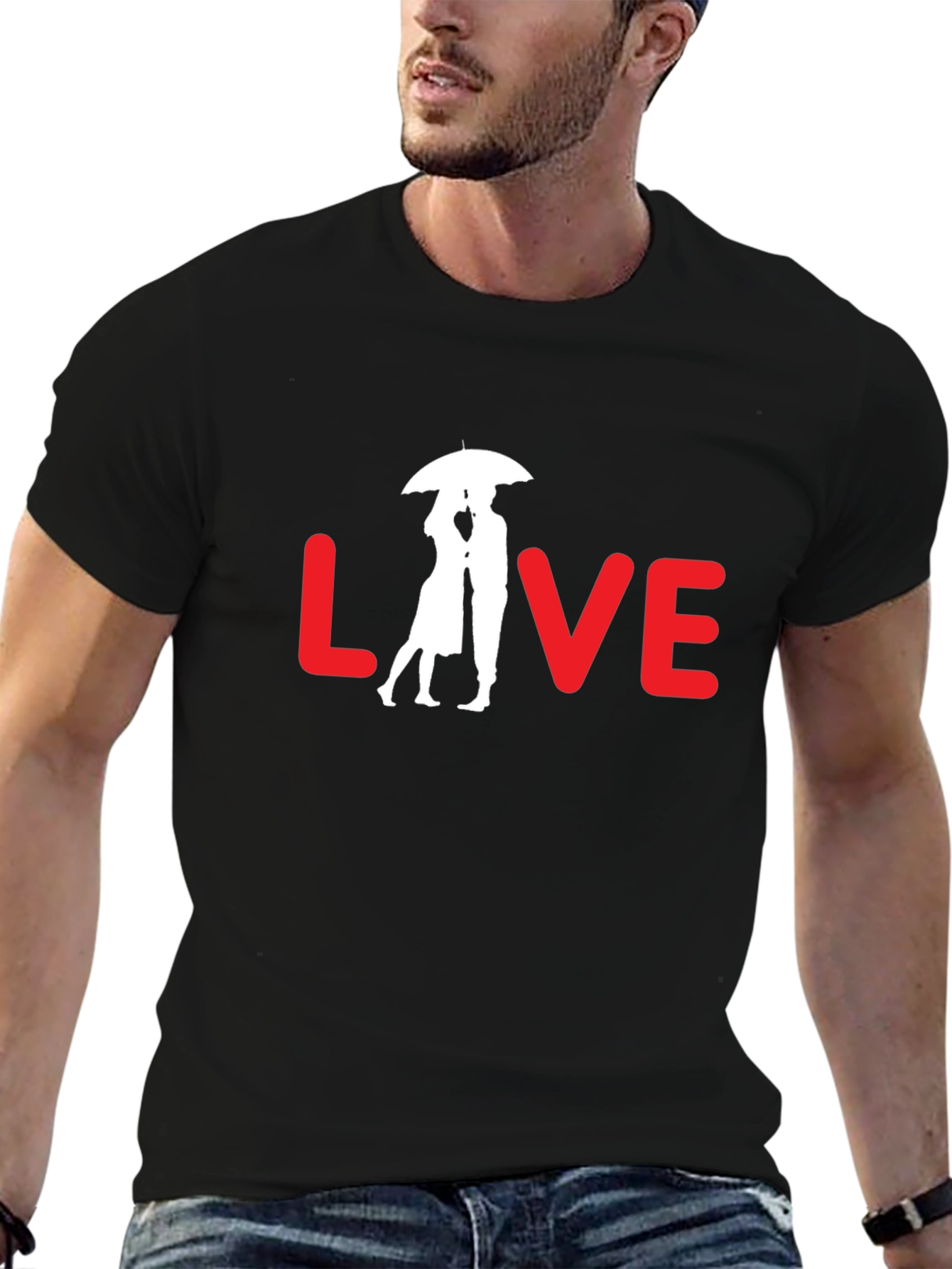 Love Couple Under Umbrella Graphic Tee