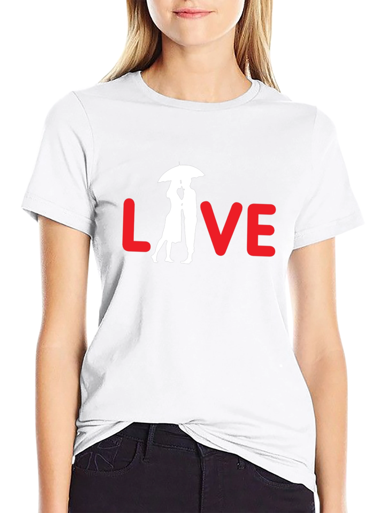 Love Couple Under Umbrella Graphic Tee