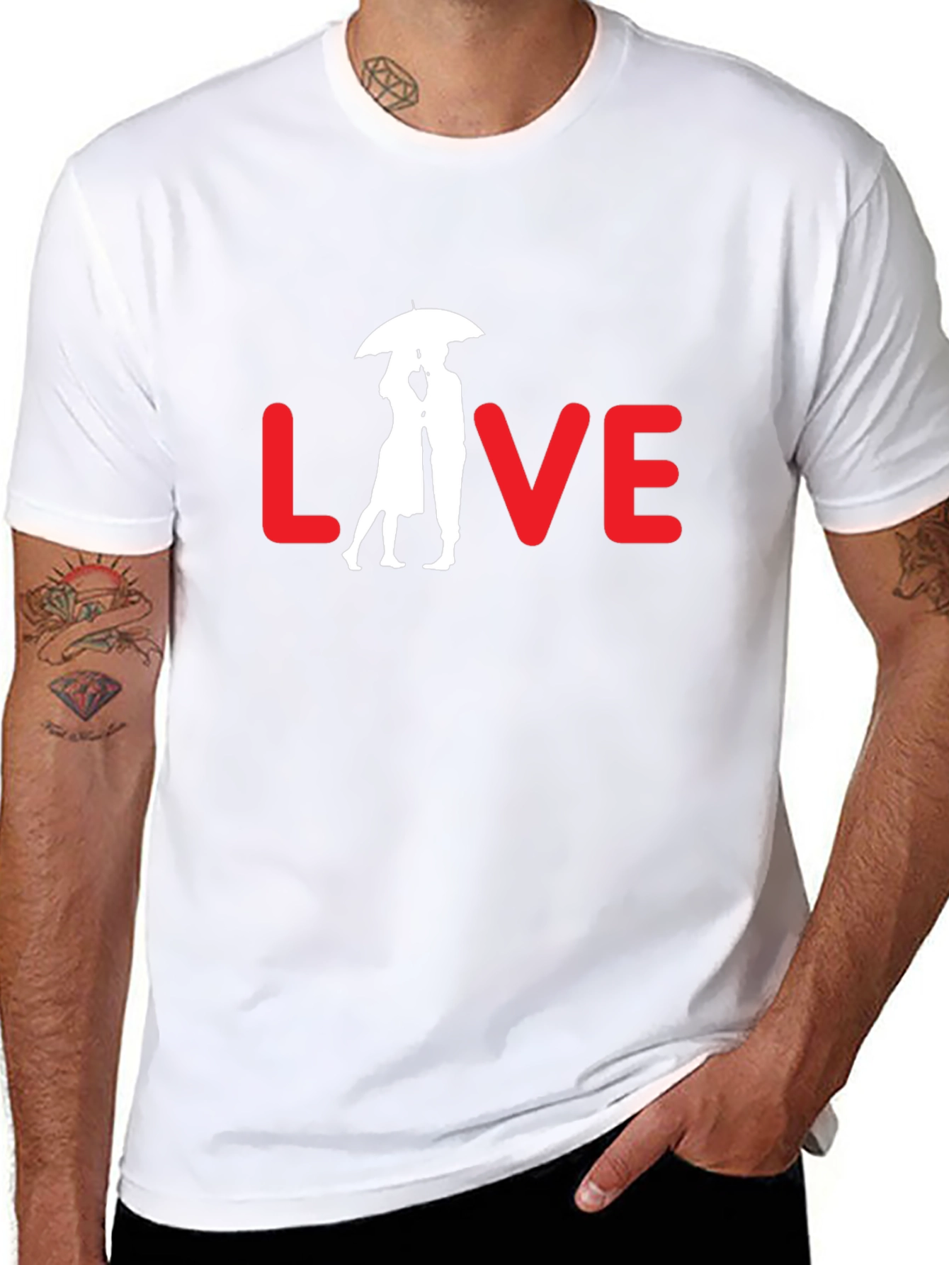 Love Couple Under Umbrella Graphic Tee