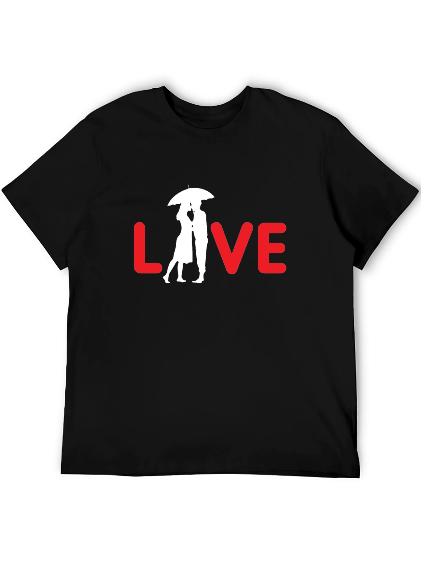 Love Couple Under Umbrella Graphic Tee