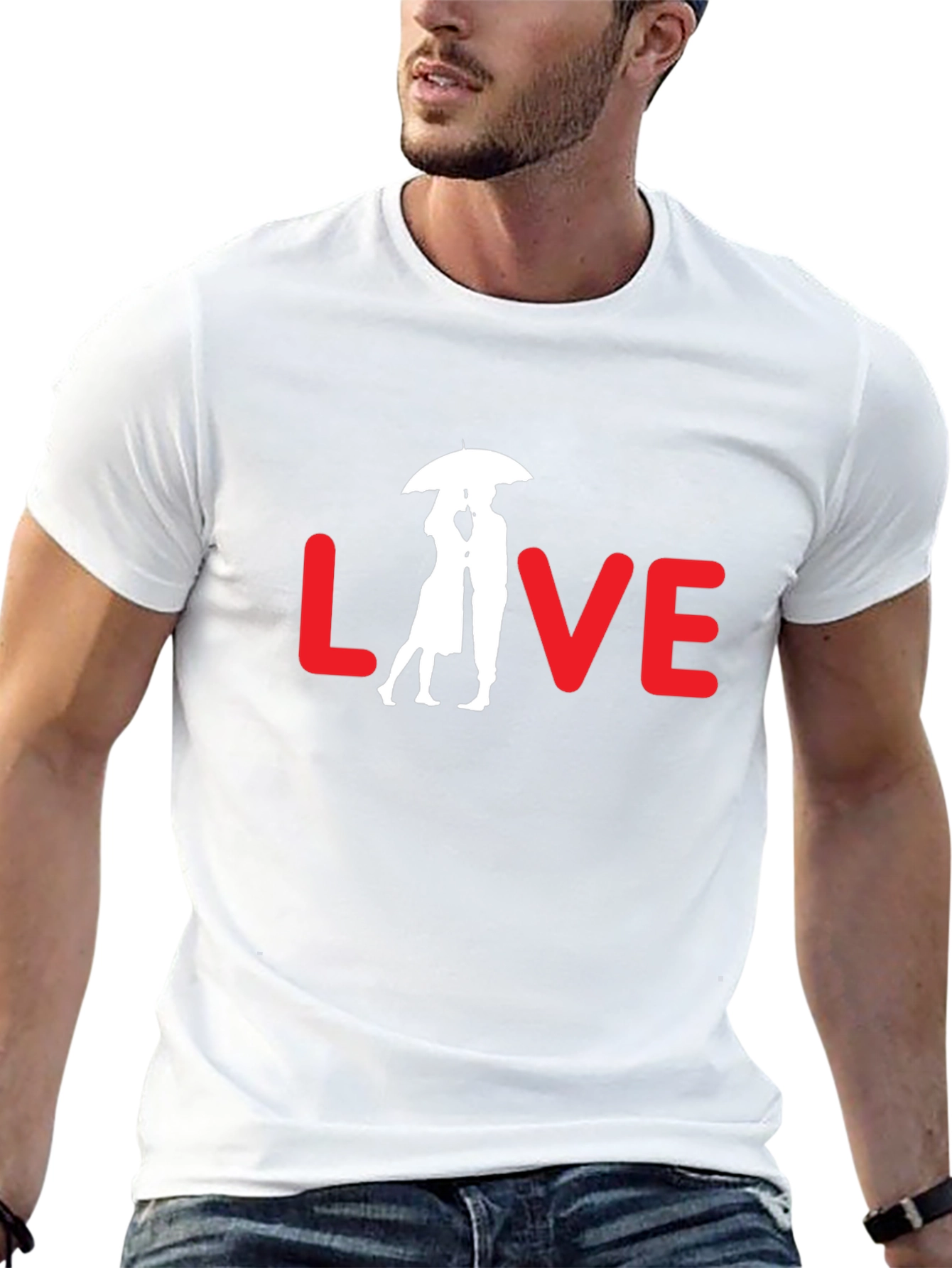 Love Couple Under Umbrella Graphic Tee