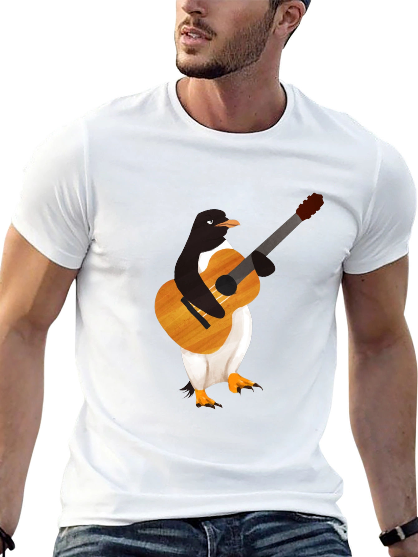 Penguin Guitar Player T-Shirt - Cool Graphic Tee