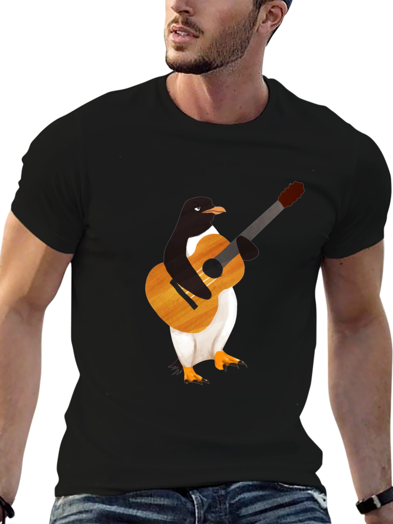 Penguin Guitar Player T-Shirt - Cool Graphic Tee