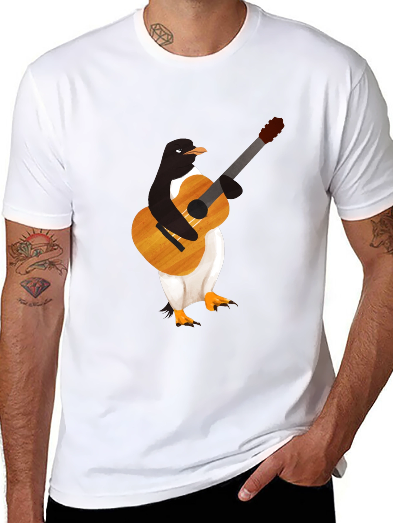 Penguin Guitar Player T-Shirt - Cool Graphic Tee