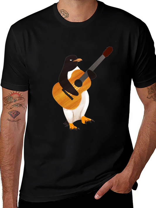 Penguin Guitar Player T-Shirt - Cool Graphic Tee