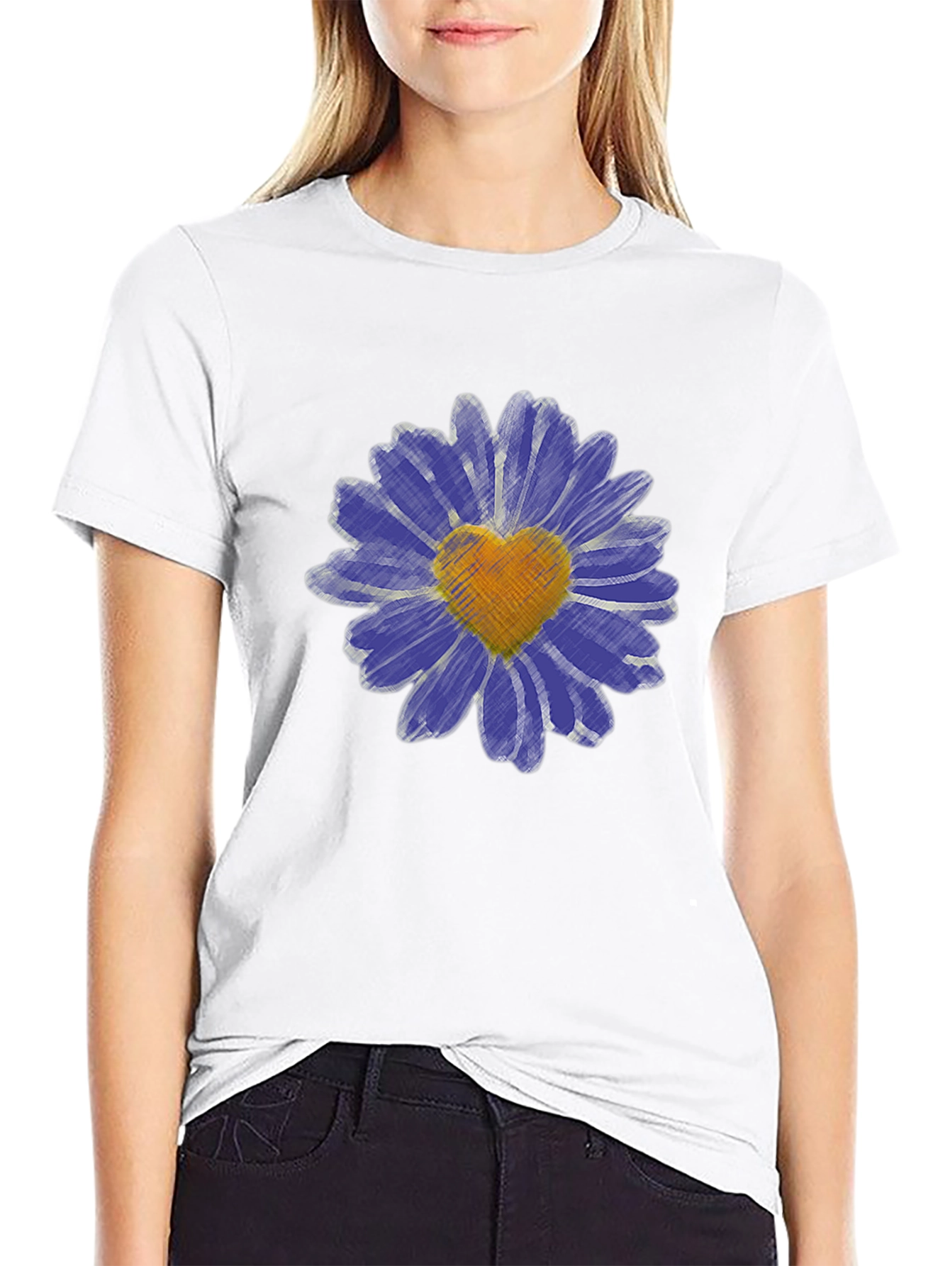 Heart Daisy Graphic T-Shirt - Mens Black Tee