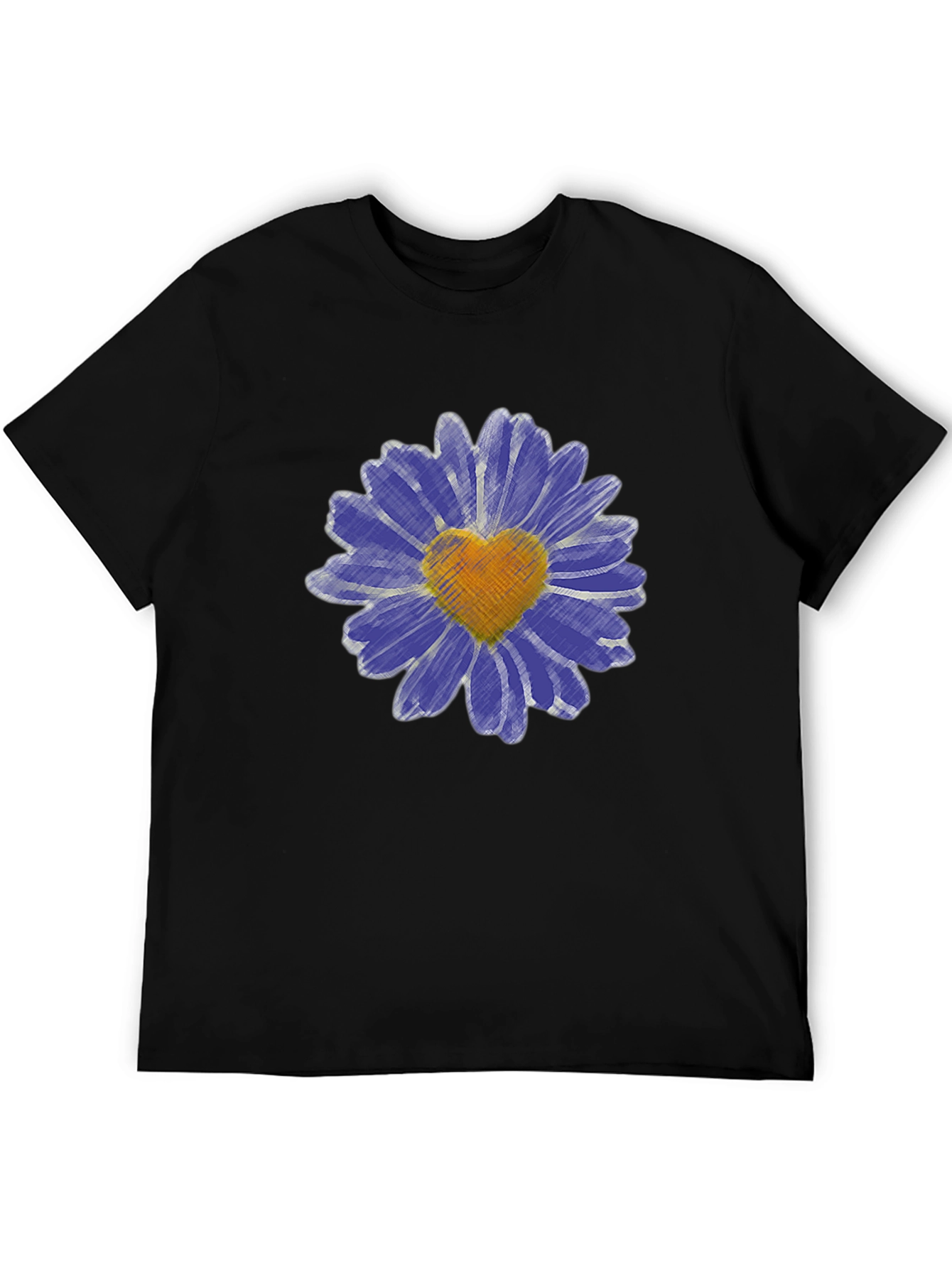 Heart Daisy Graphic T-Shirt - Mens Black Tee