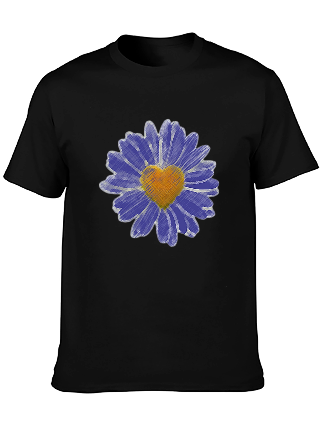 Heart Daisy Graphic T-Shirt - Mens Black Tee