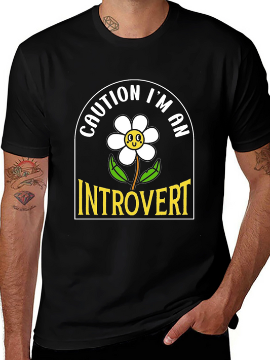 Caution Introvert Graphic Tee - Black Unisex T-Shirt