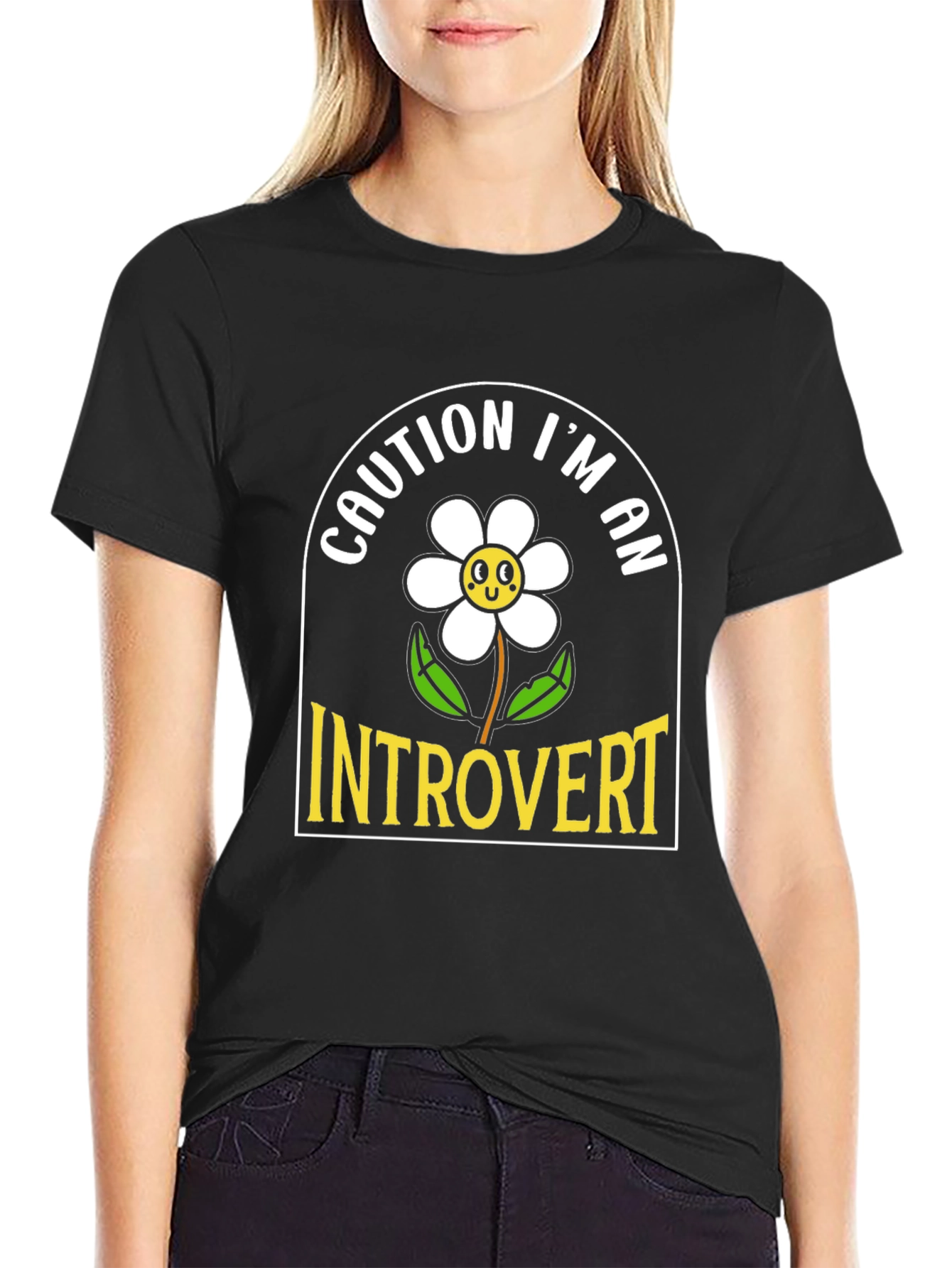 Caution Introvert Graphic Tee - Black Unisex T-Shirt